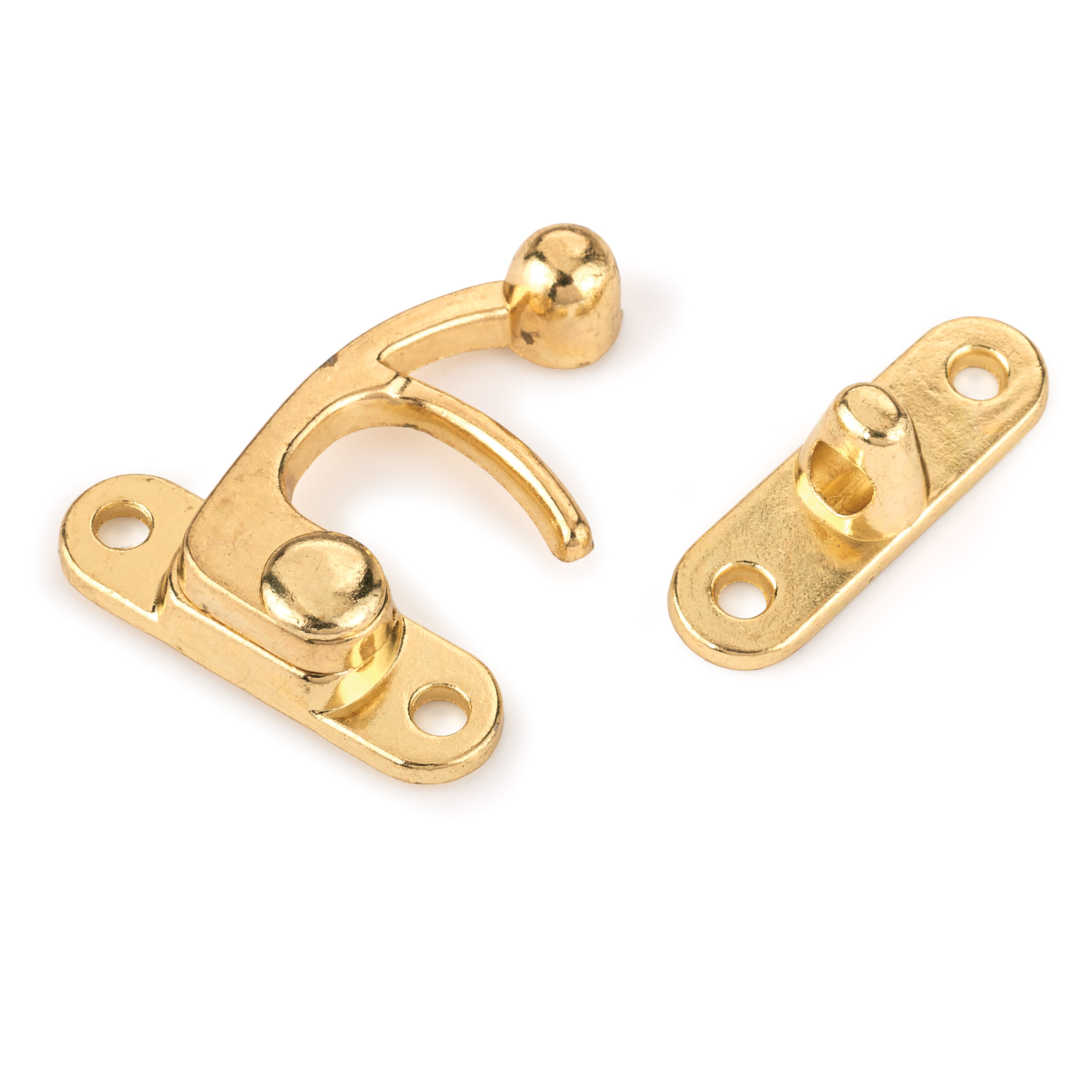 Hook Latch Large Polished Brass Plated 1-piece With Screws