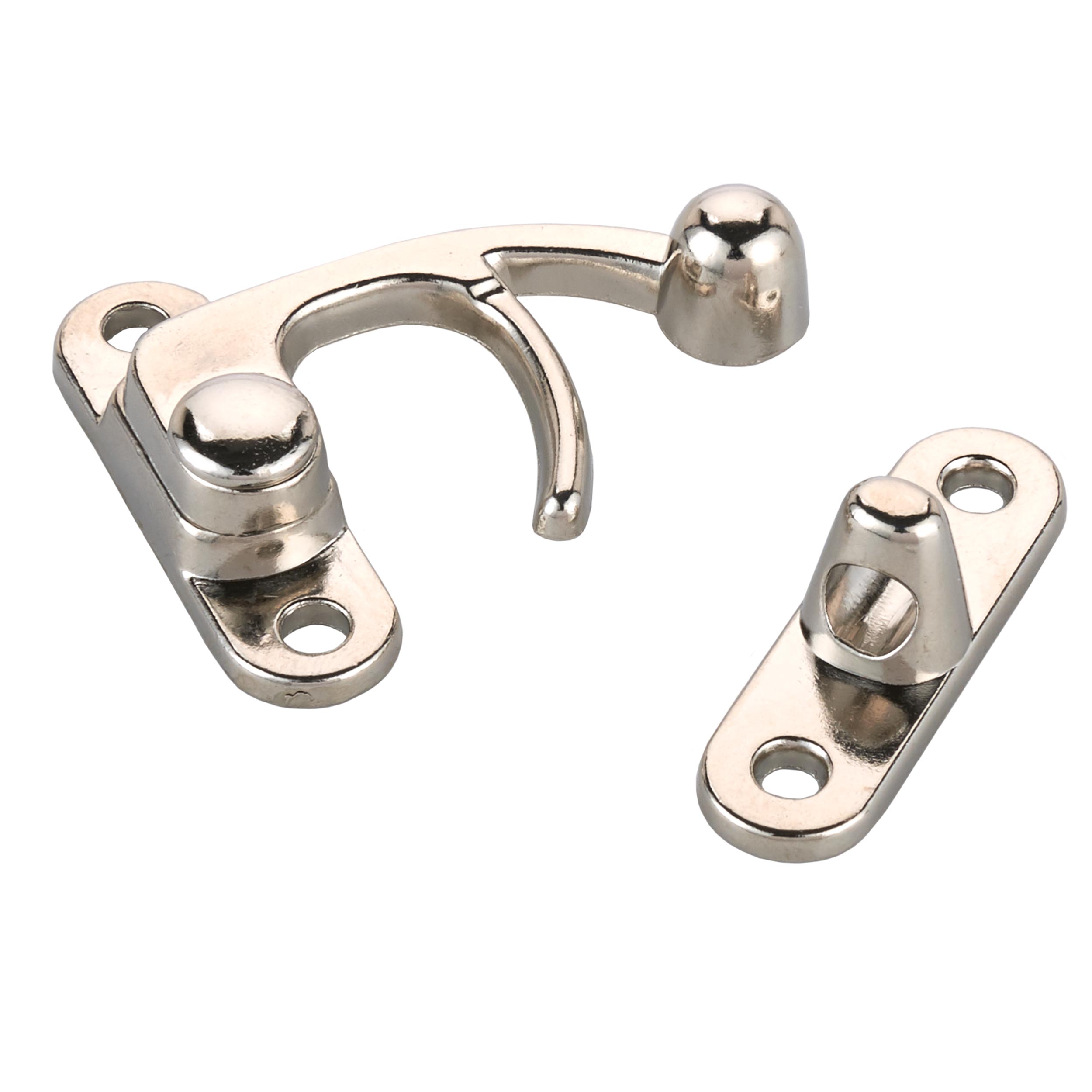 Hook Latch Large Nickel Finish 1-piece With Screws