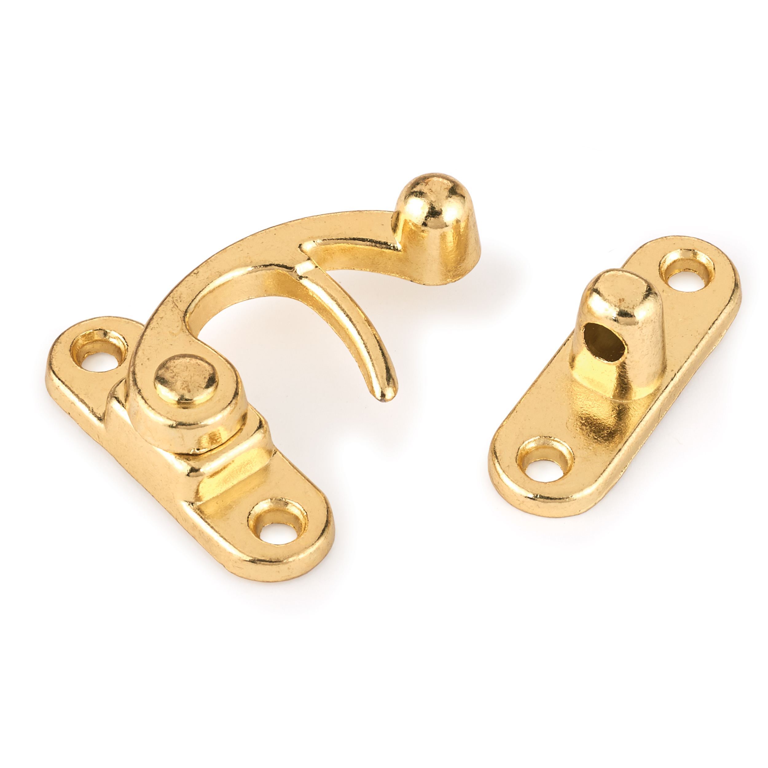 Hook Latch Small Polished Brass Plated 1-piece With Screws