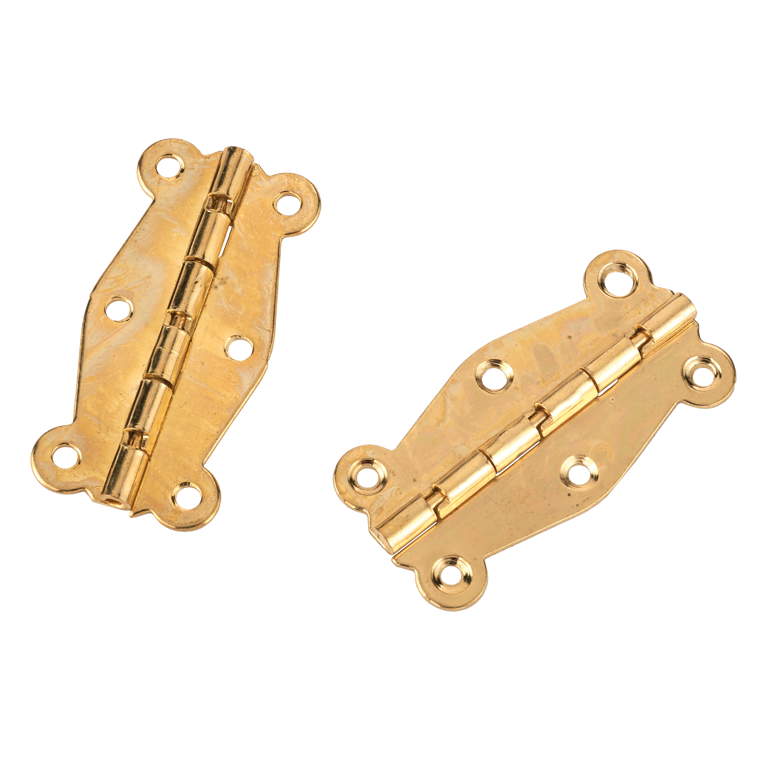 Decorative Box Hinge Polished Brass Plated Pair With Screws