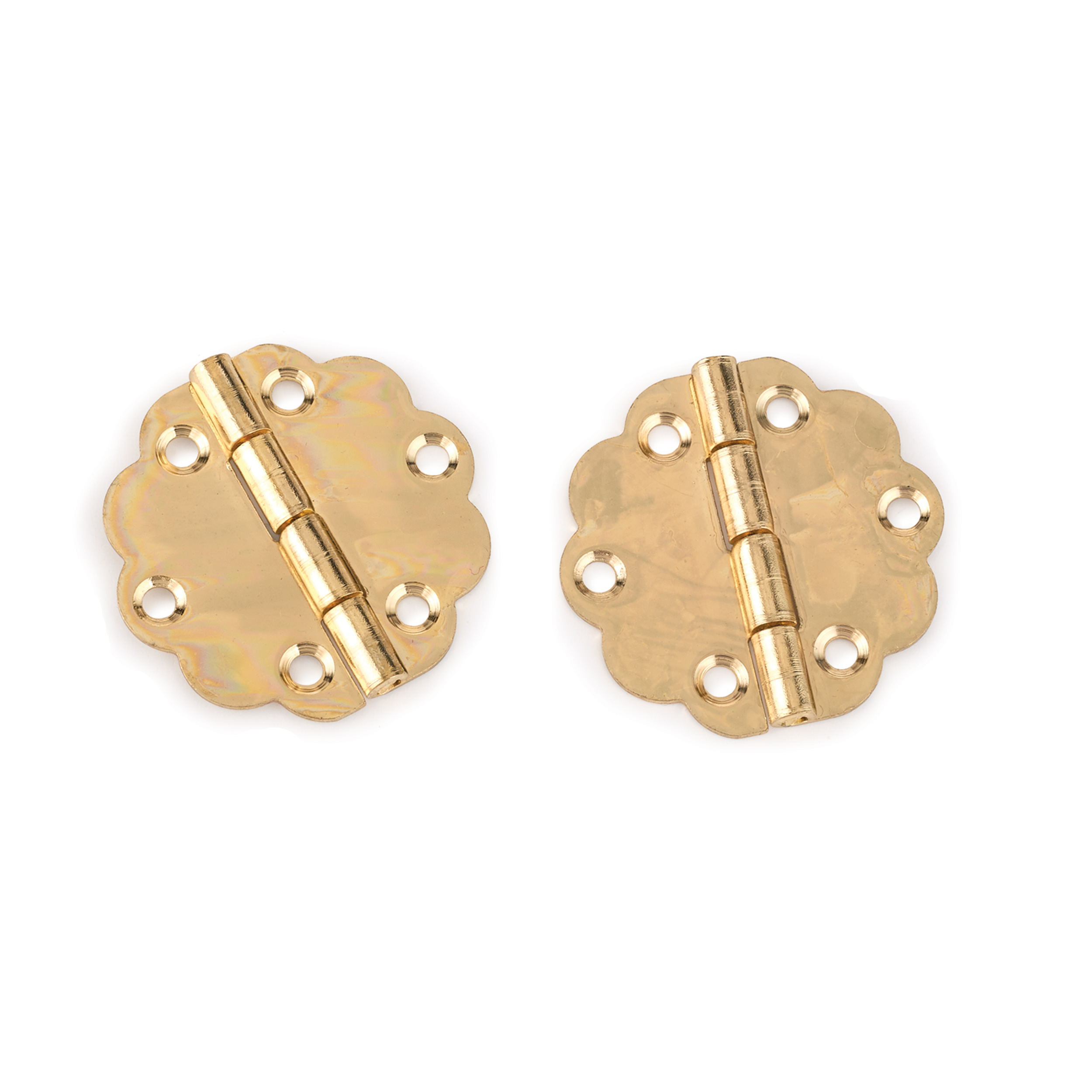 product: HIGHPOINT Decorative Round Box Hinge Polished Brass Finish with Screws Pair shown