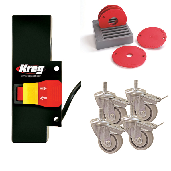 product: Kreg Casters, Switch and Insert Rings Set Router Table Accessory Kit shown