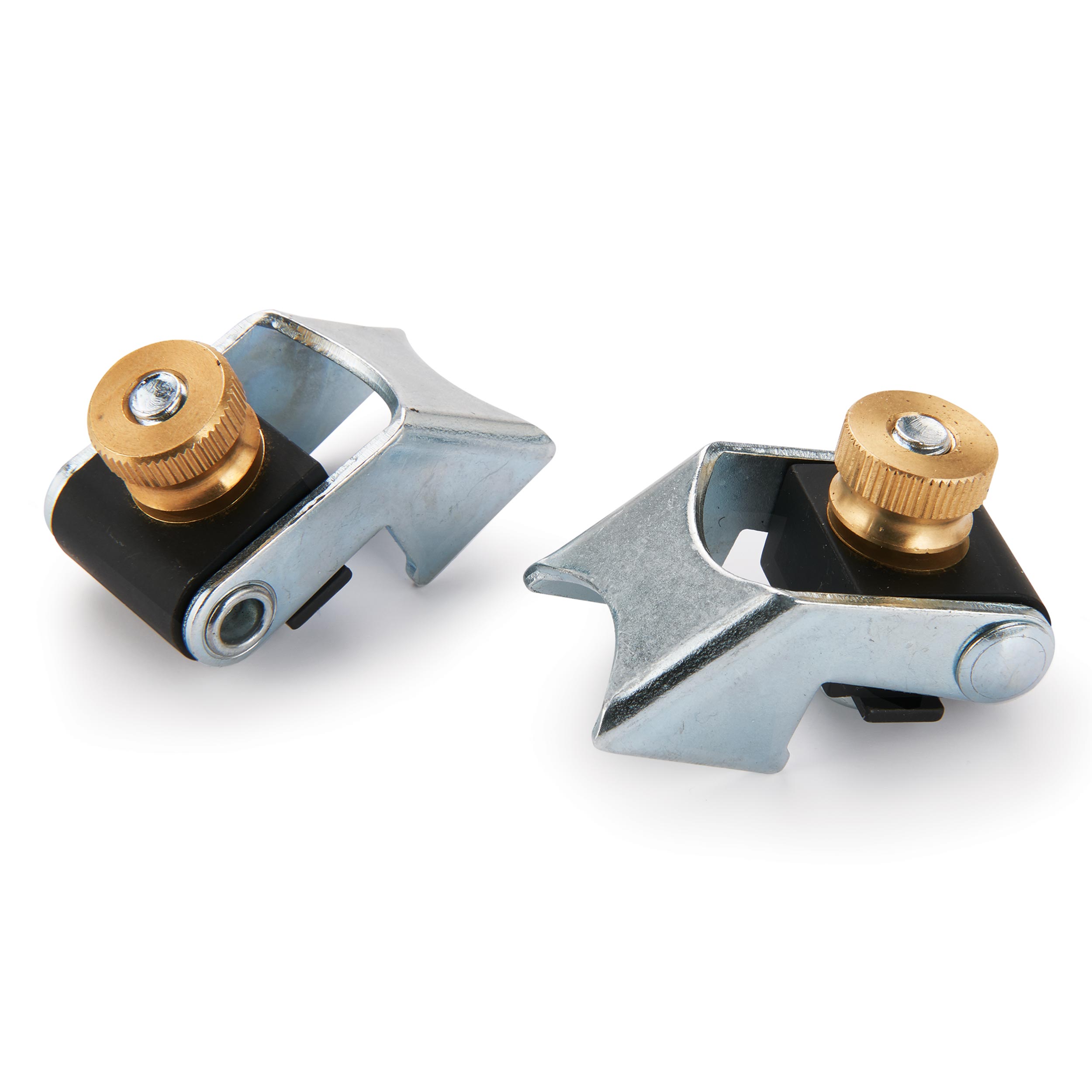 product: WoodRiver Saddle Flip Stop for T-Track Fences - 2 Piece shown