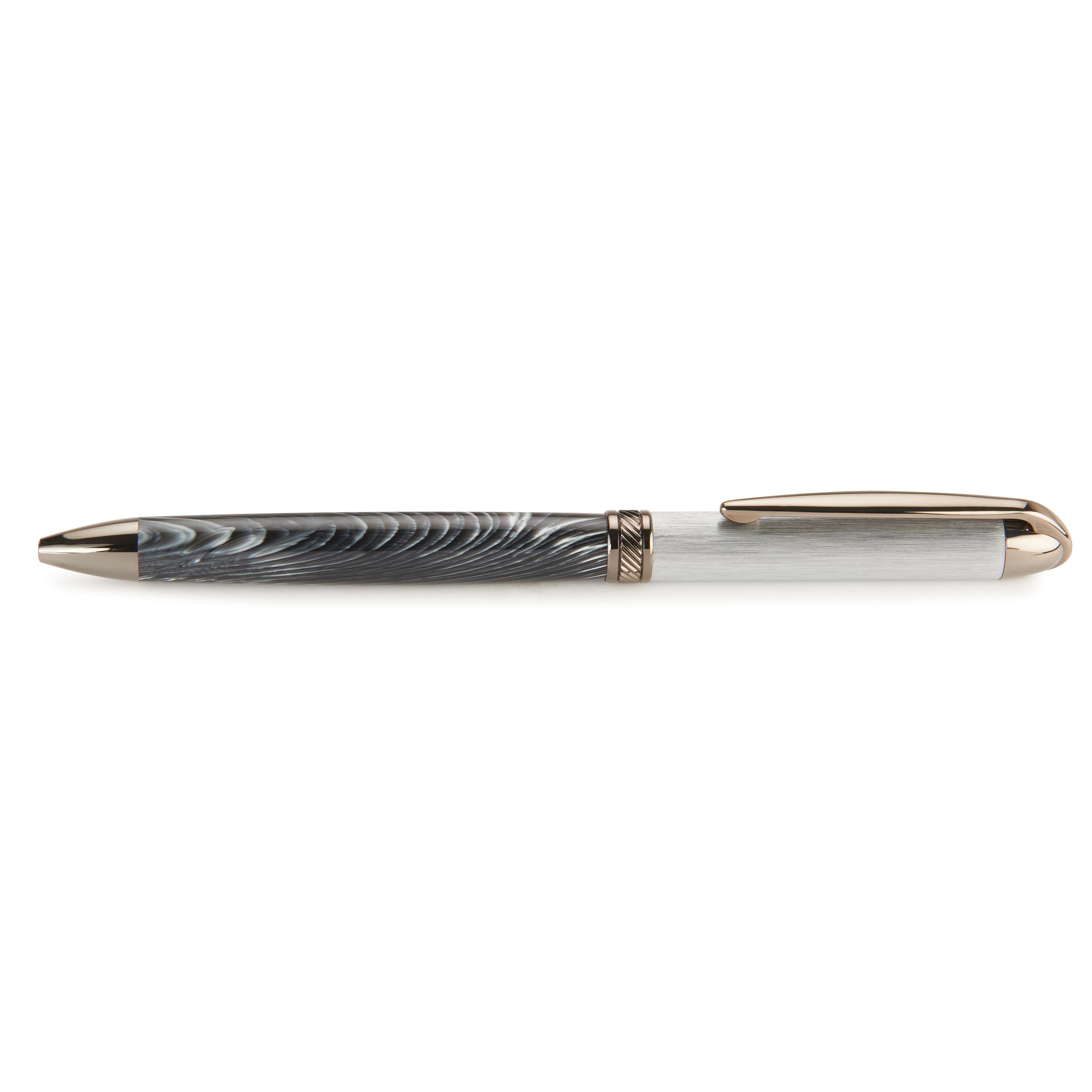 7mm Slim Style Brushed Hybrid Twist Ballpoint Pen Kit - Chrome & Gunmetal