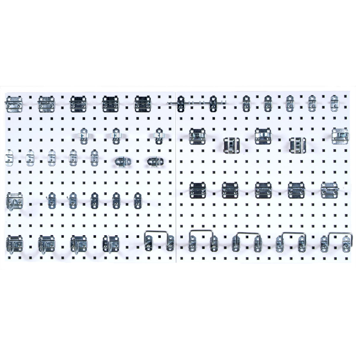 White Epoxy, 18 Gauge Steel Square Hole Pegboards With 46 Pc Lochook Assortment