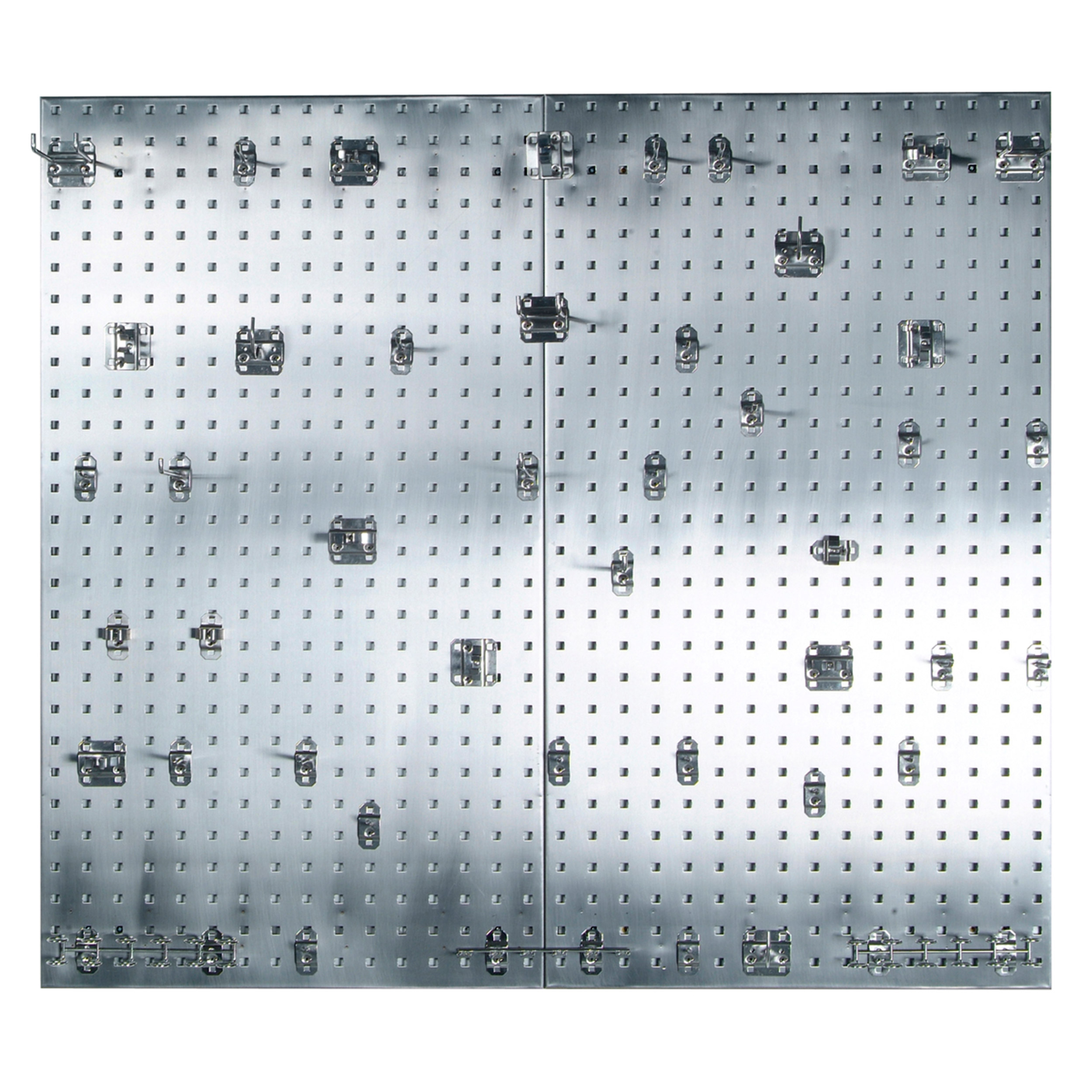 (2) 24 In. W X 42-1/2 In. H X 9/16 In. D 304 Stainless Steel Square Hole Pegboards With 45 Pc. Stainless Lochook Assortm