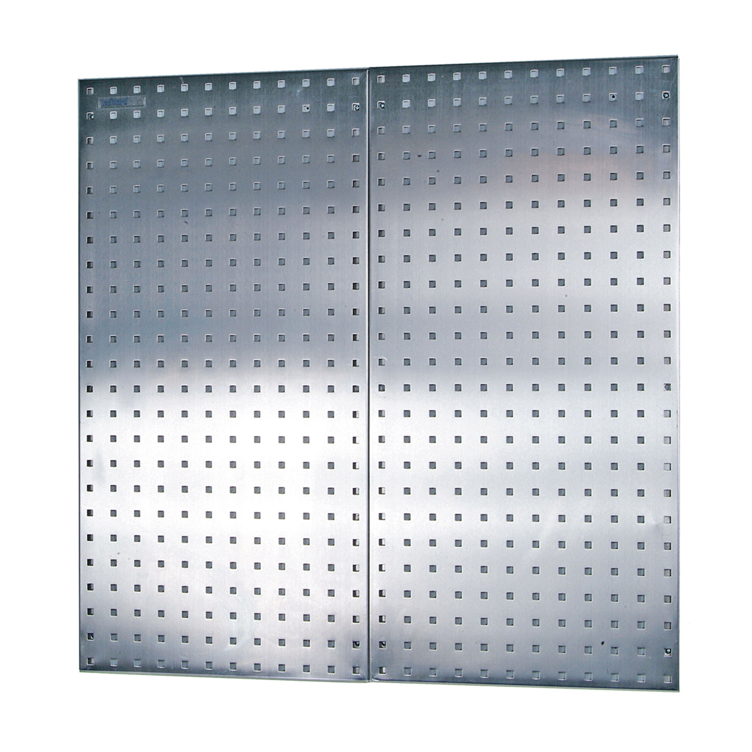 (2) 18 In. W X 36 In. H X 1/2 In. D 304 Stainless Steel Square Hole Pegboards With Wall Mounting Hardware