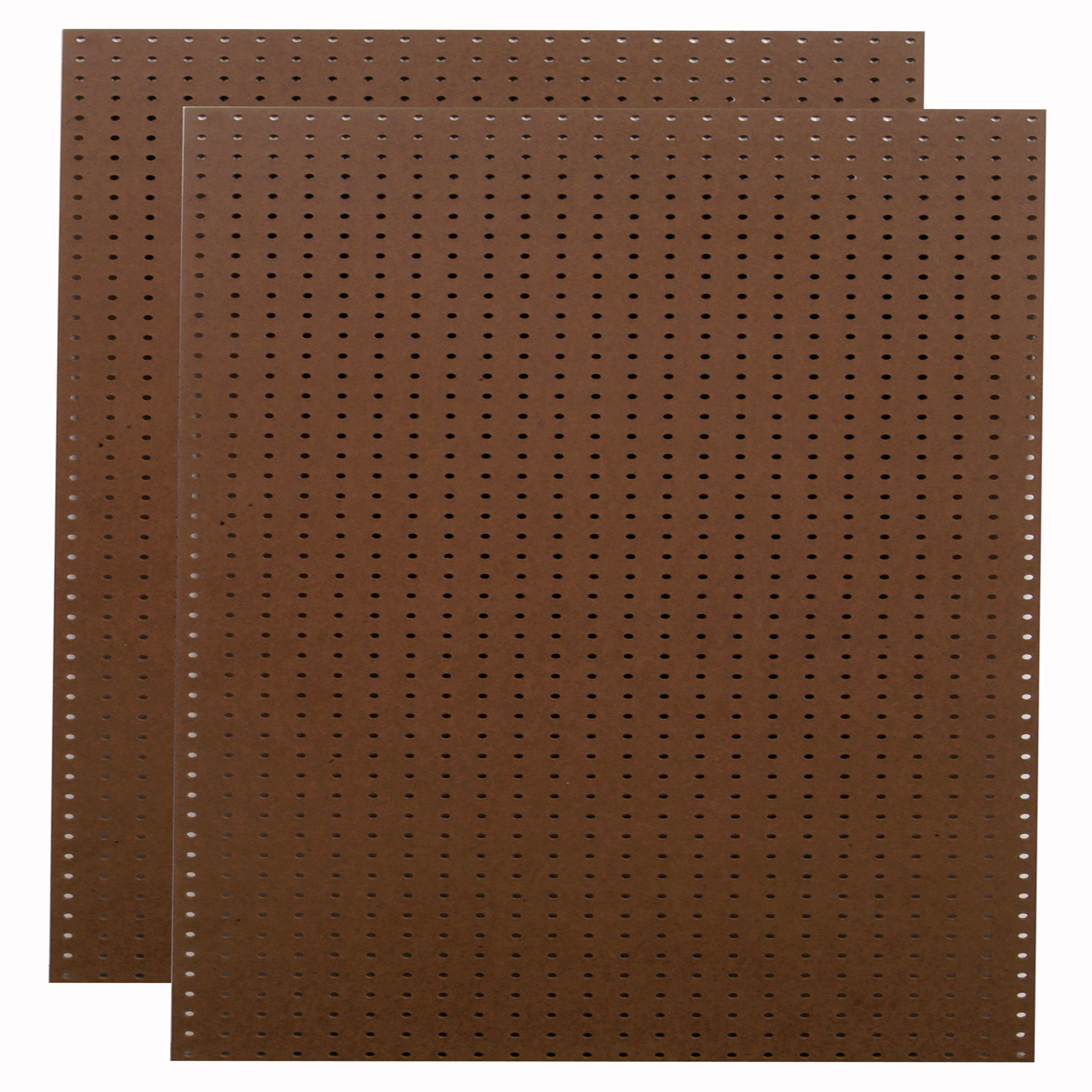 (2) 24 In. W X 48 In. H X 1/4 In. D Heavy Duty Brown Commercial Grade Tempered Round Hole Pegboards