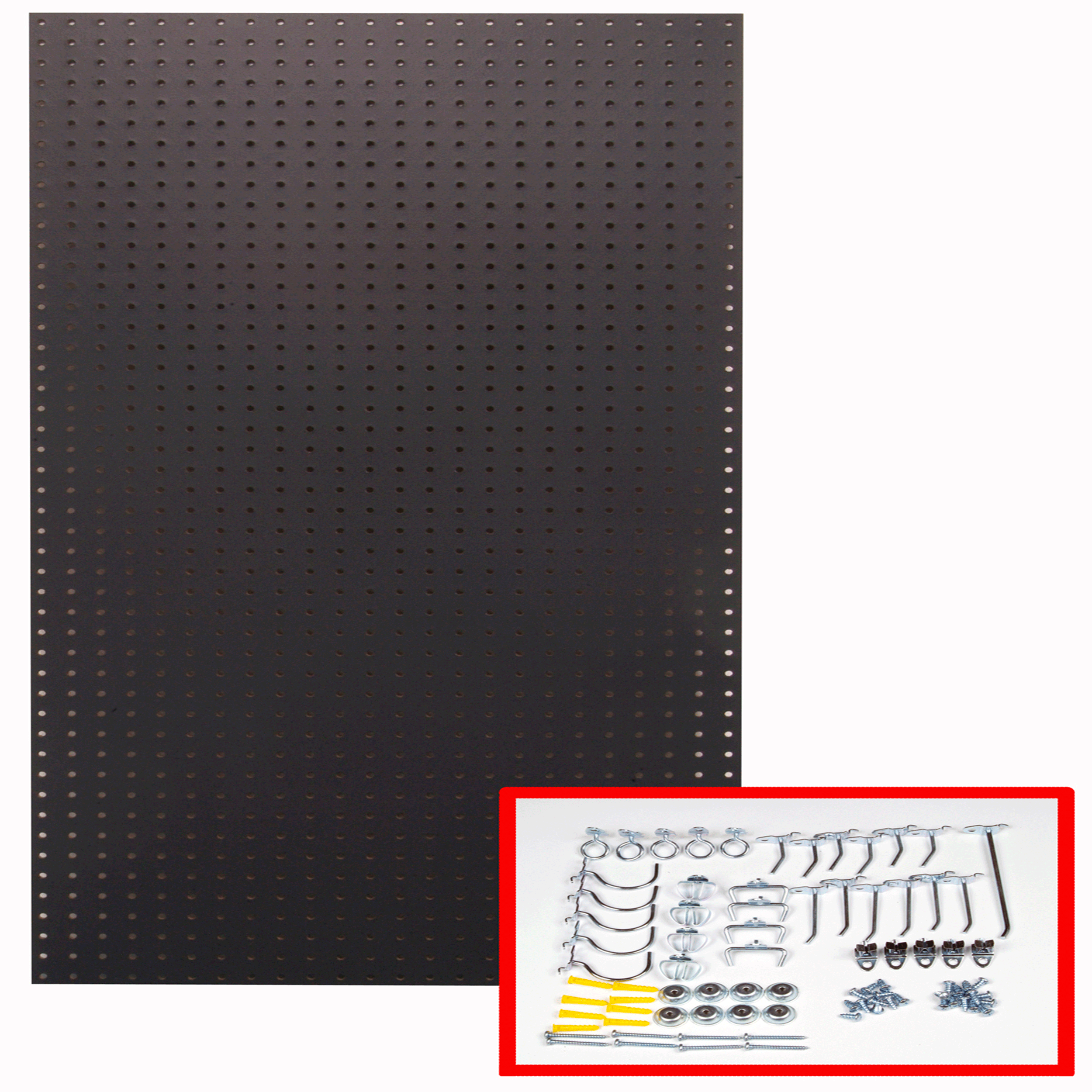 24 In. W X 48 In. H X 1/4 In. D Custom Painted Twilight Black Heavy Duty Tempered Round Hole Pegboards With 36 Pc. Locki