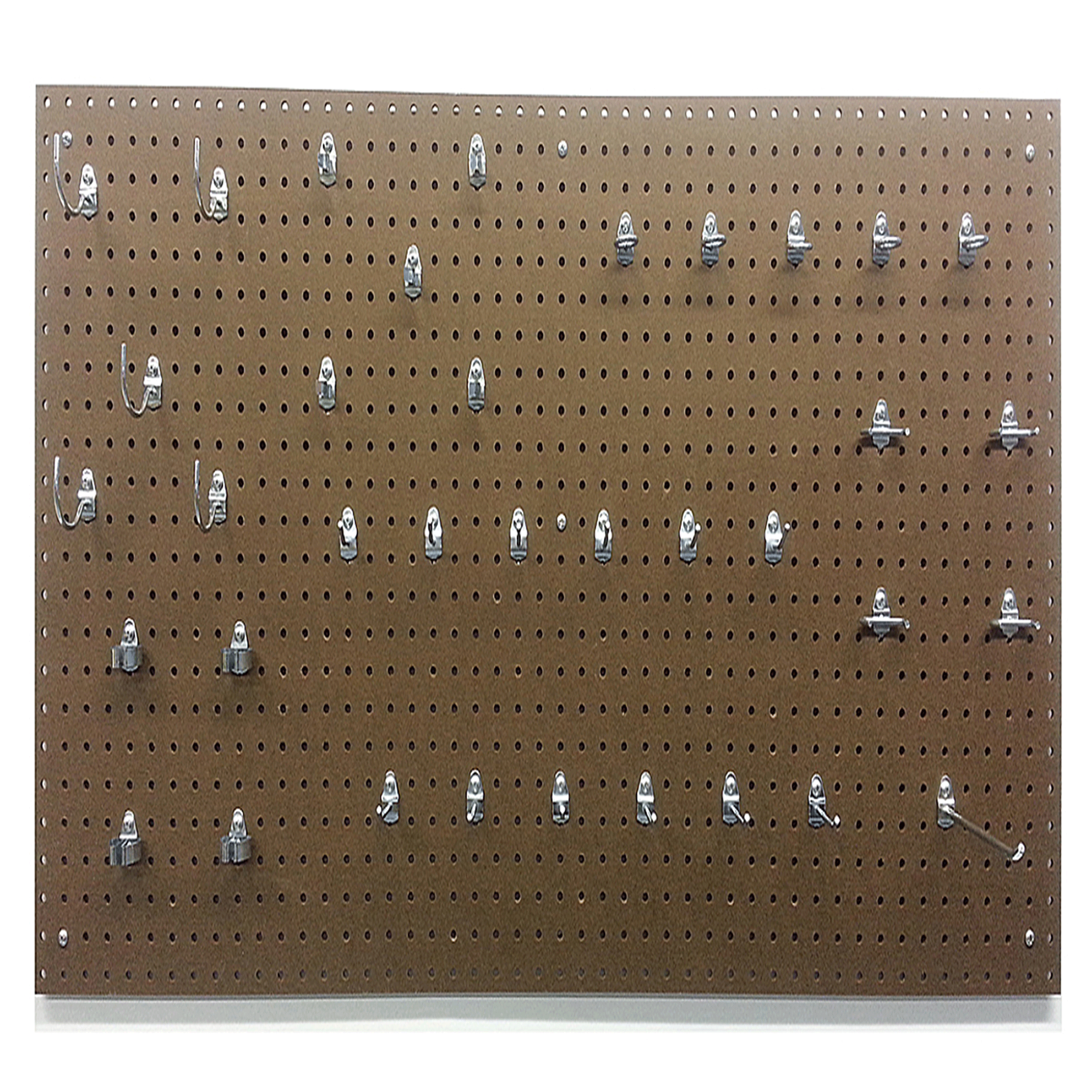 24 In. W X 48 In. H X 1/4 In. D Heavy Duty Commercial Grade Tempered Round Hole Pegboards With 36 Pc. Locking Hook Assor