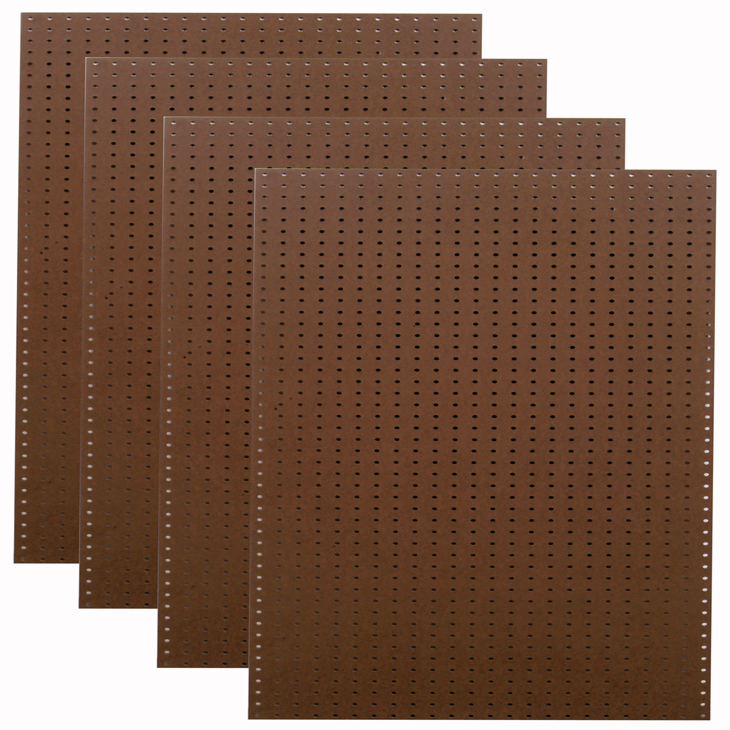 (4) 24 In. W X 48 In. H X 1/4 In. D Heavy Duty Brown Commercial Grade Tempered Round Hole Pegboards