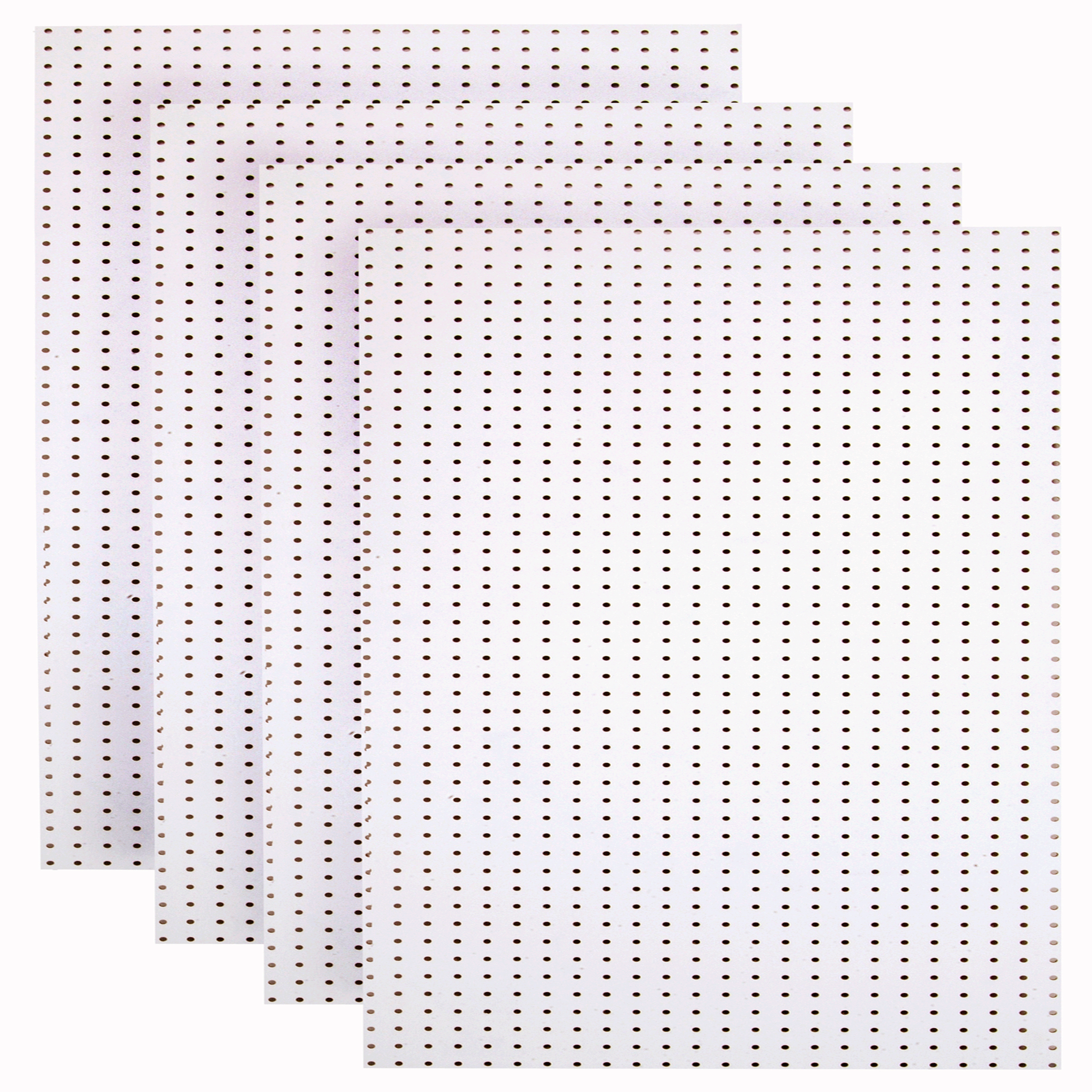 (4) 24 In. W X 48 In. H X 1/4 In. D Custom Painted Blissful White Heavy Duty Tempered Round Hole Pegboards