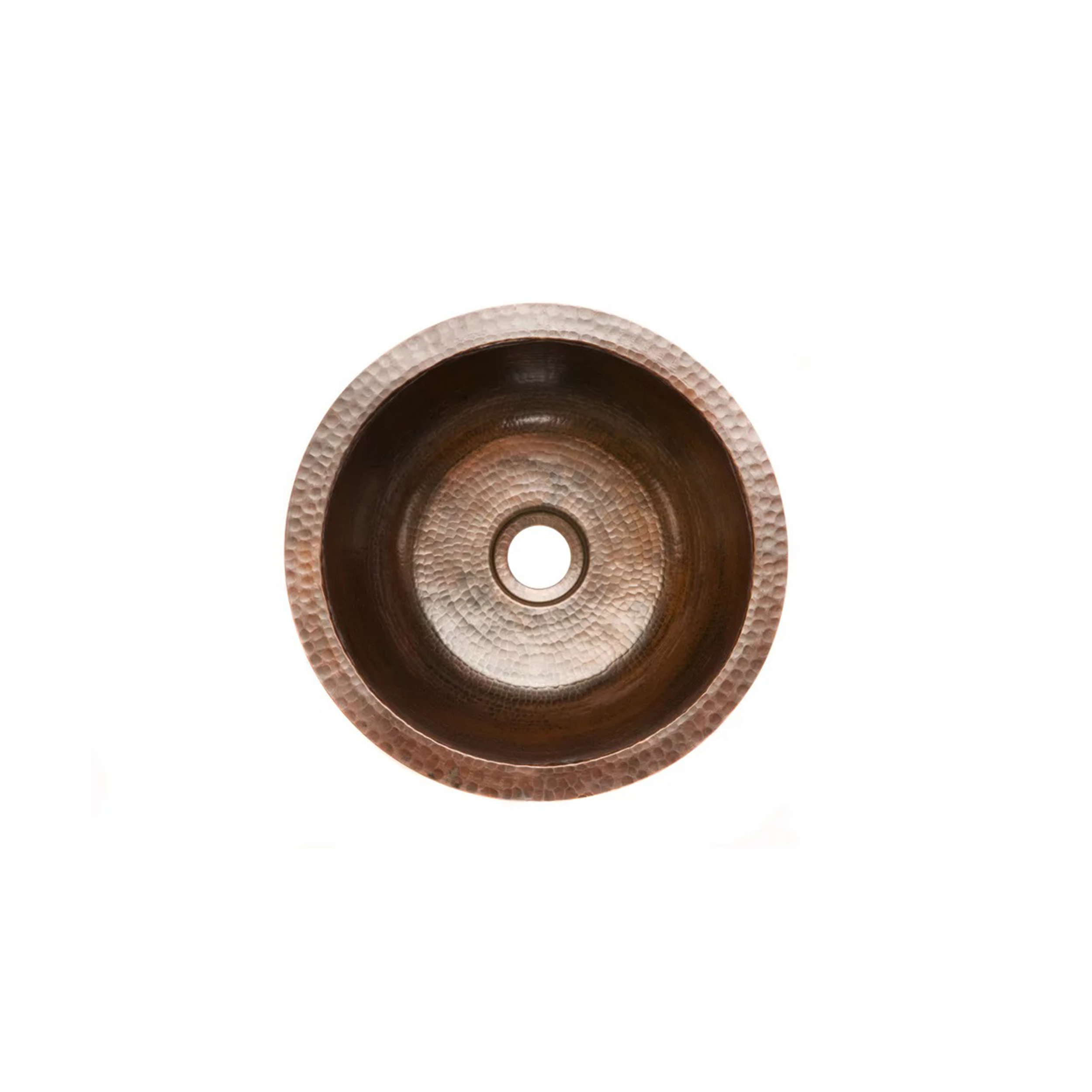 14" Round Hammered Copper Bar Sink W/ 2" Drain Size