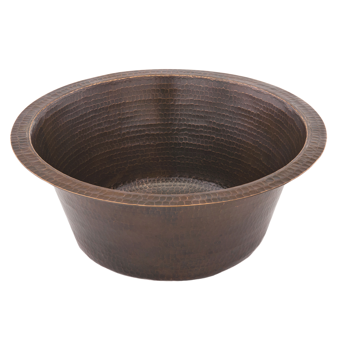 16" Round Hammered Copper Prep Sink W/ 3.5" Drain Size