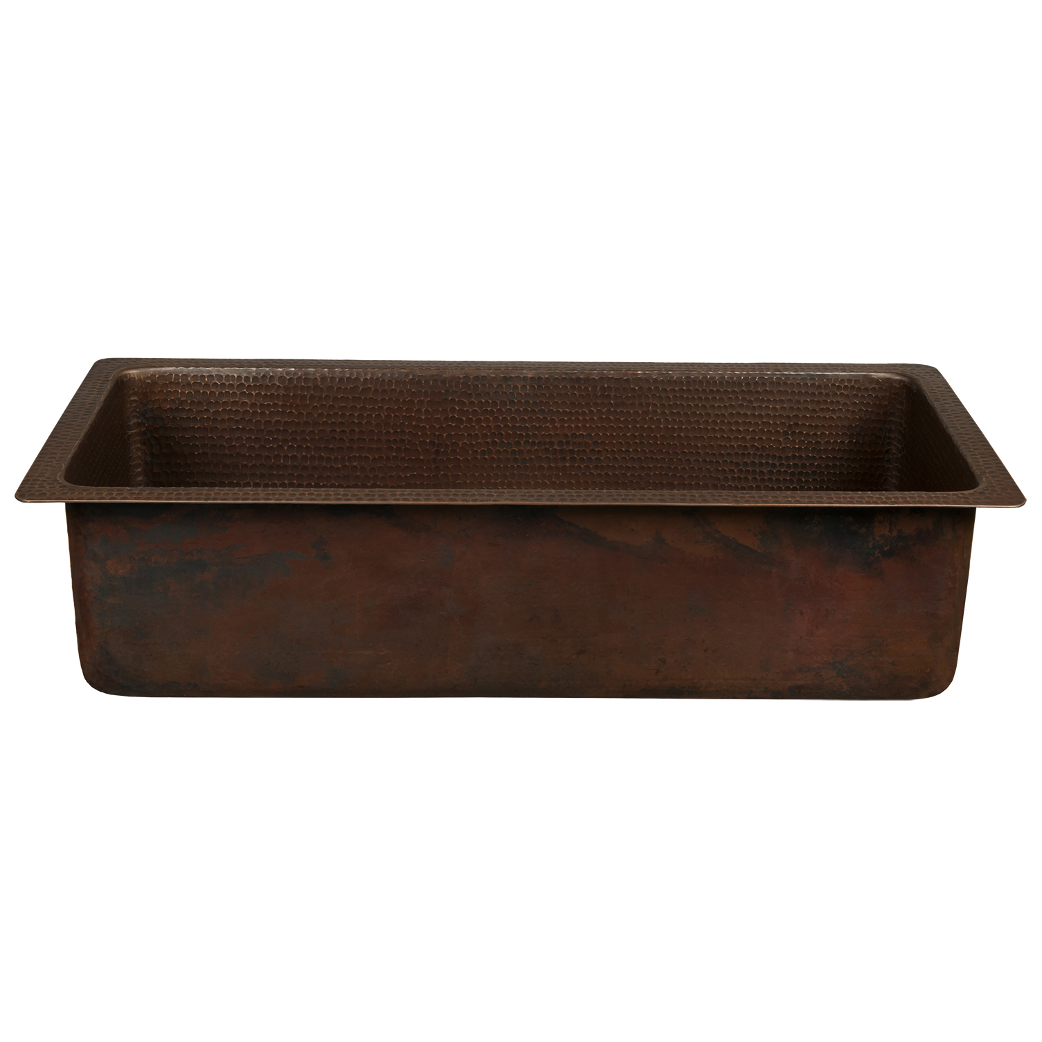 28" Rectangle Hammered Copper Bar/prep Sink With 3.5" Drain Opening