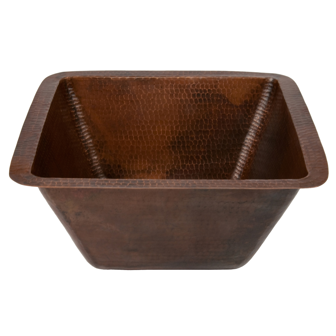 15" Square Hammered Copper Bar/prep Sink W/ 2" Drain Size