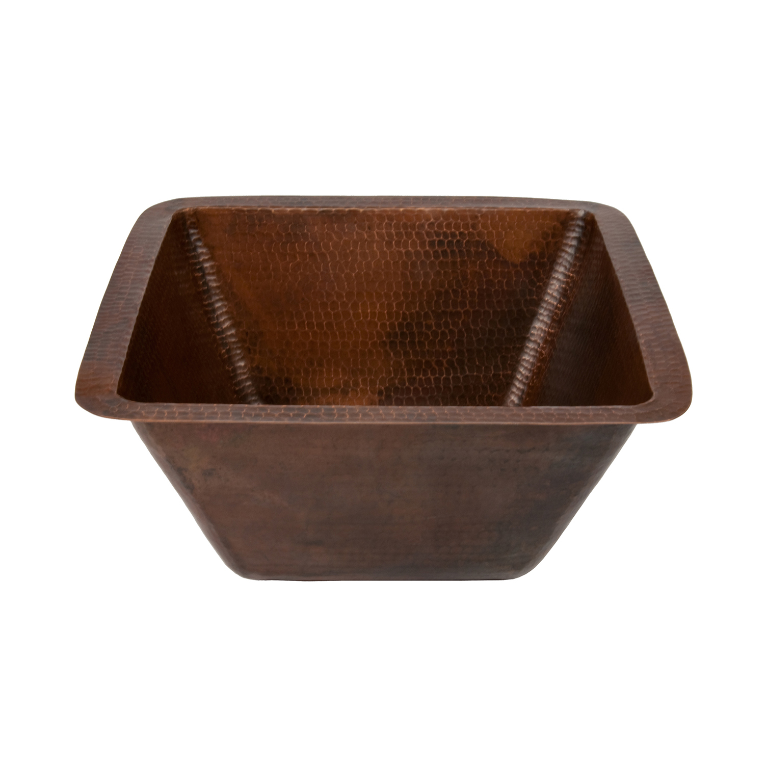 15" Square Hammered Copper Bar/prep Sink W/ 3.5" Drain Size