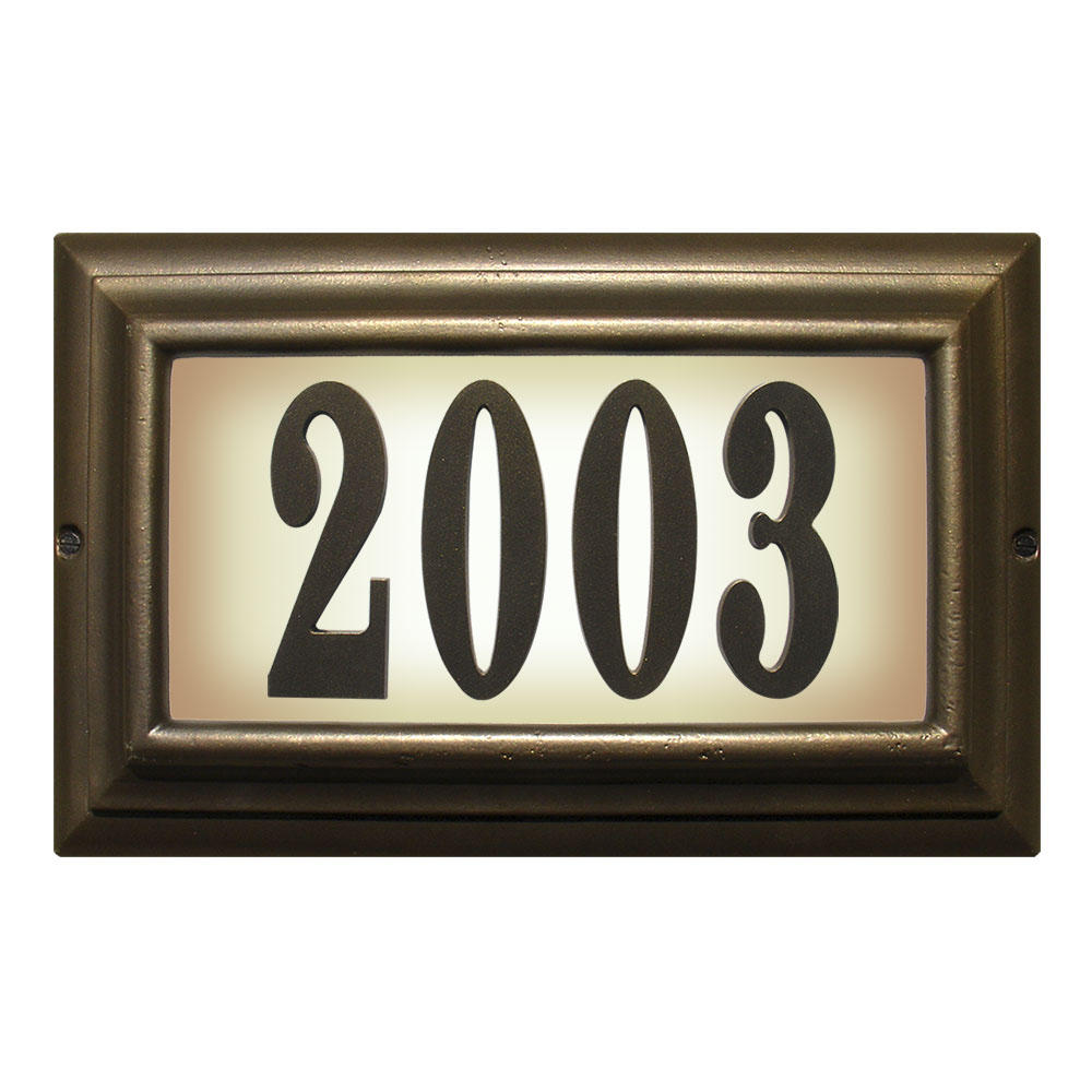 Edgewood Large Lighted Address Plaque In French Bronze Frame Color