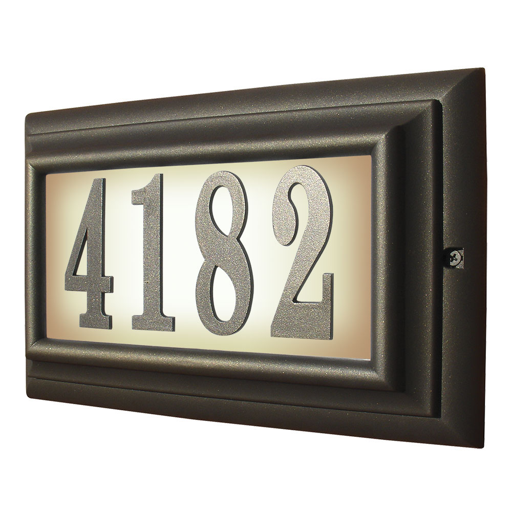 Edgewood Large Lighted Address Plaque In Oil Rub Bronze Frame Color With Led Bulbs