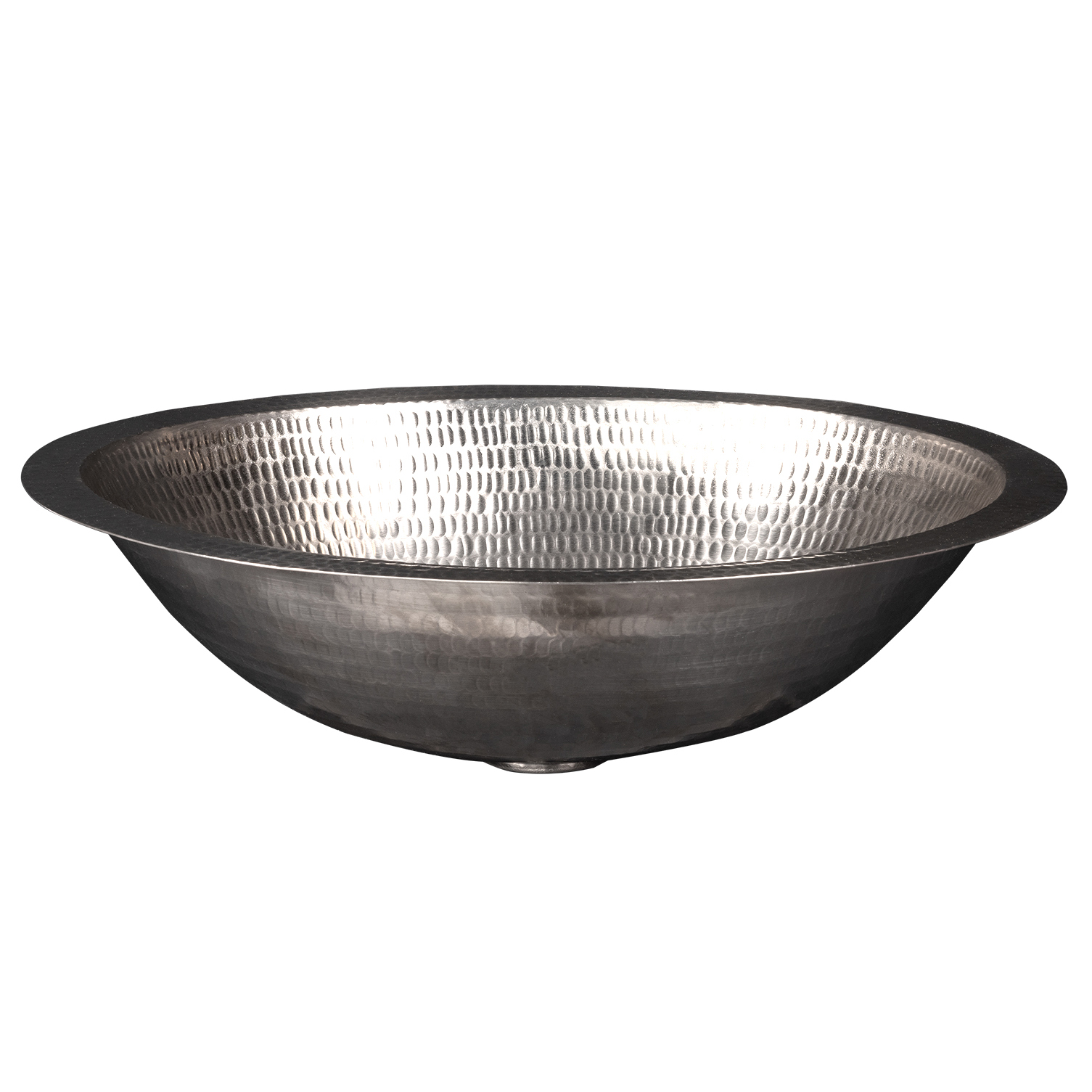 17" Oval Under Counter Hammered Copper Bathroom Sink In Nickel