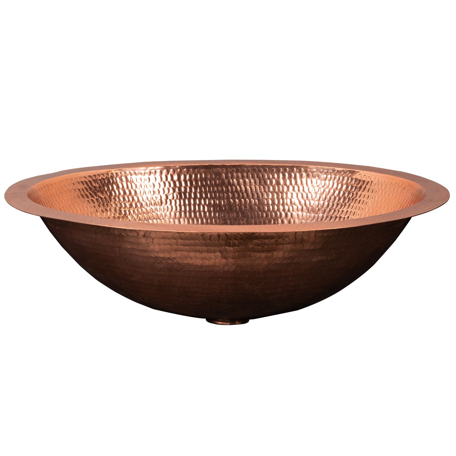 19" Oval Under Counter Hammered Copper Bathroom Sink In Polished Copper