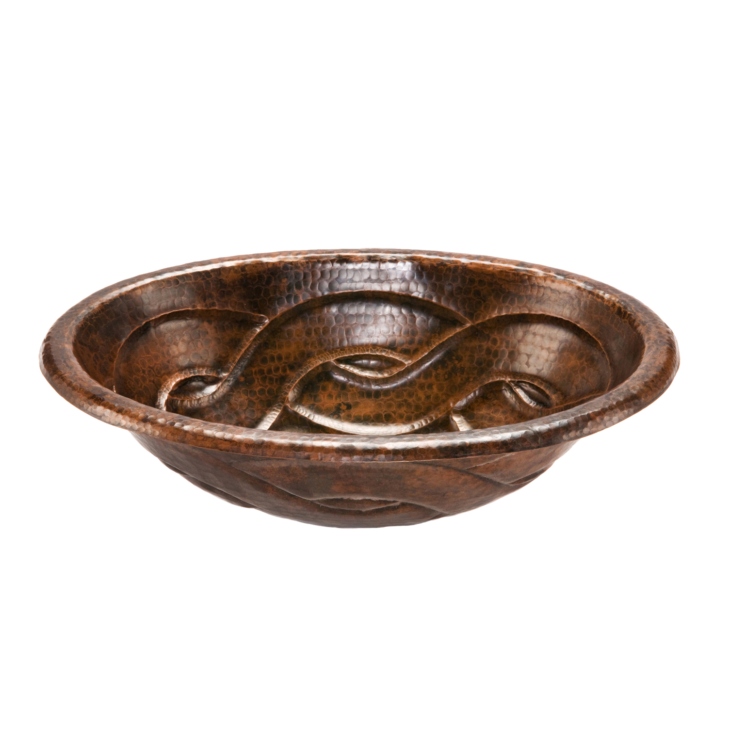 Oval Braid Self Rimming Hammered Copper Sink