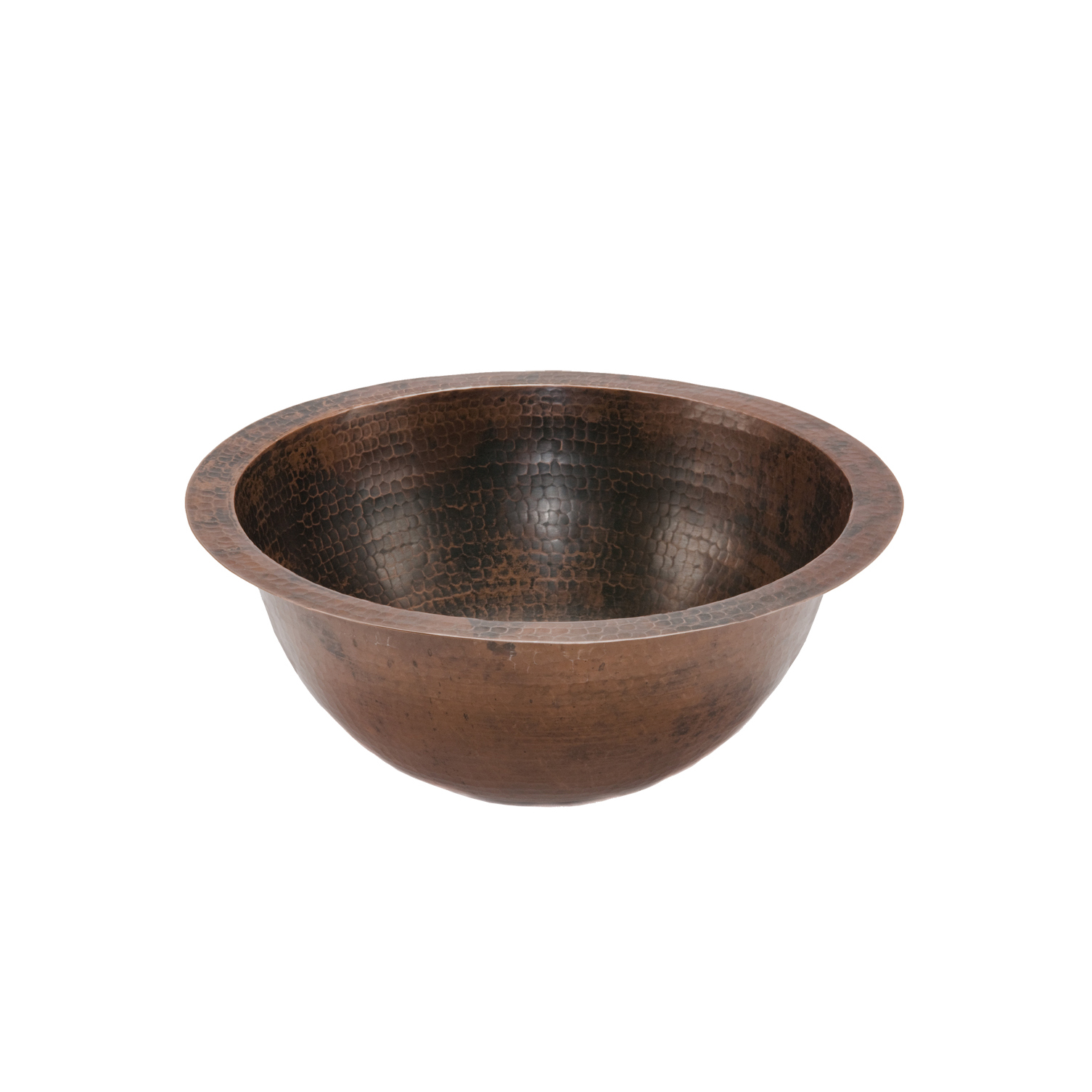 14" Round Under Counter Hammered Copper Sink