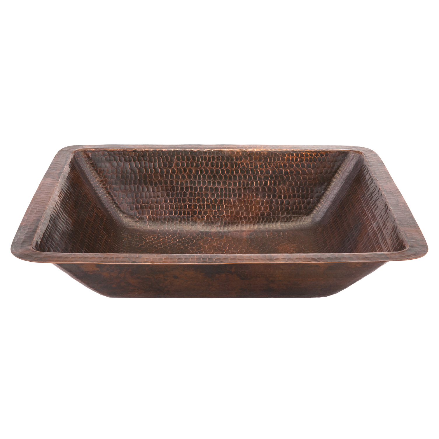 Rectangle Under Counter Hammered Copper Bathroom Sink