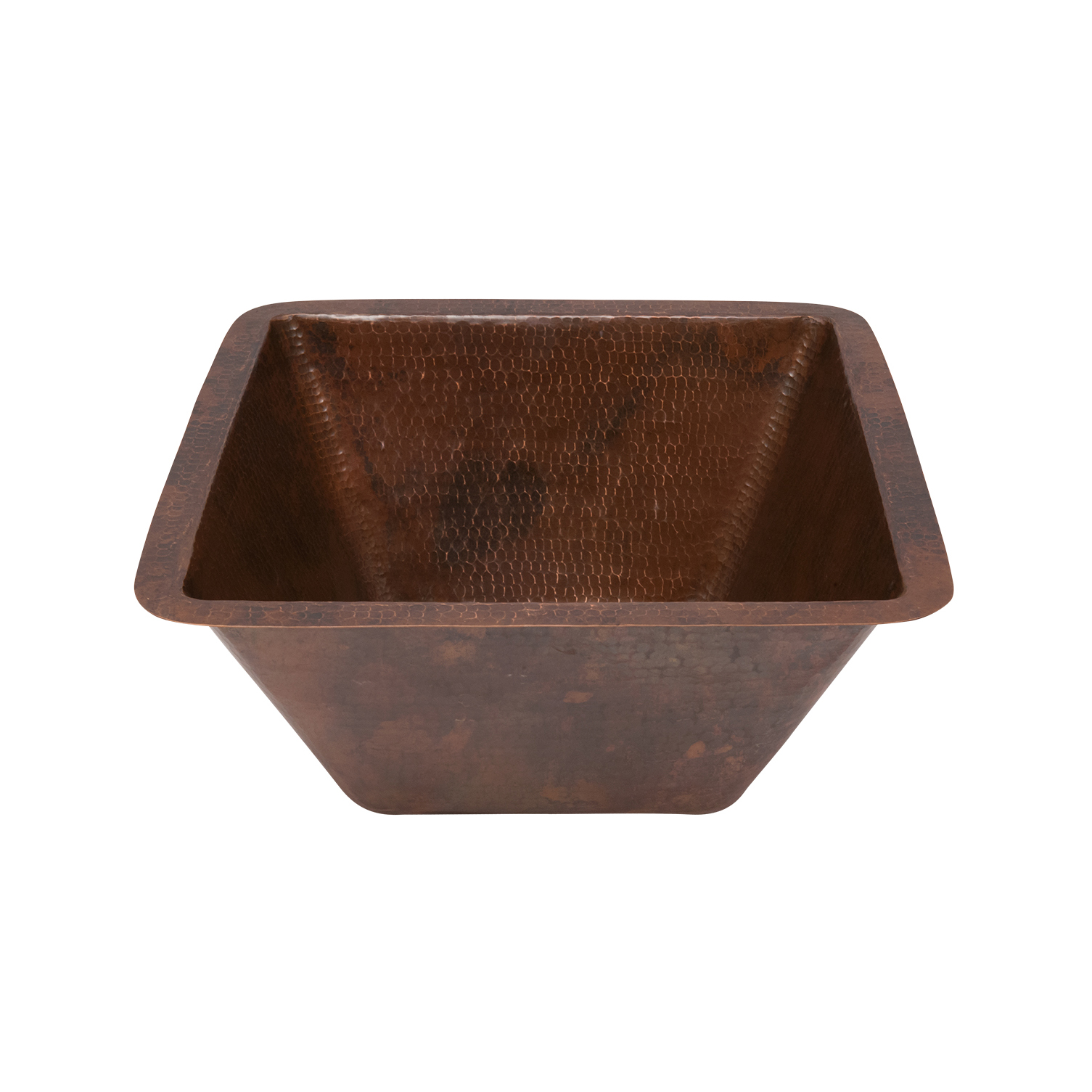 15" Square Under Counter Hammered Copper Bathroom Sink