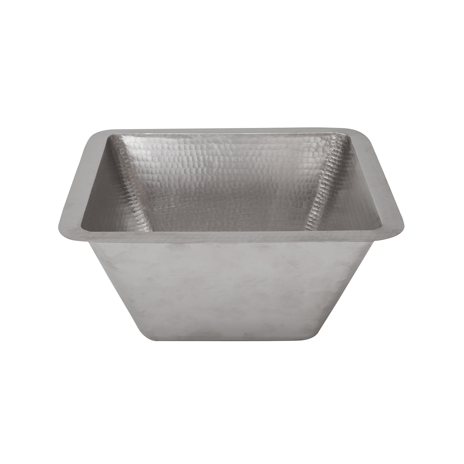 15" Square Under Counter Hammered Copper Bathroom Sink In Nickel