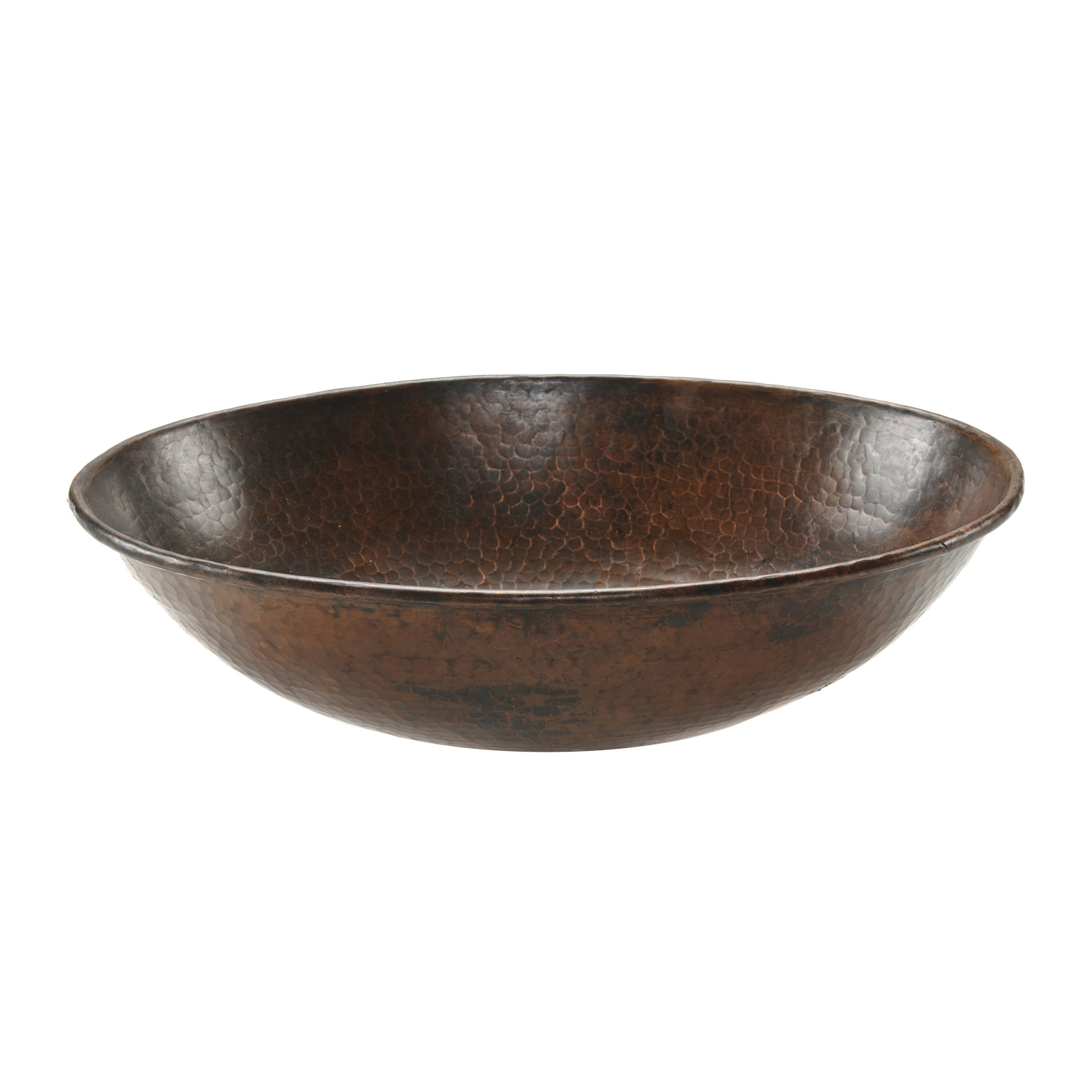 17" Oval Wired Rim Vessel Hammered Copper Sink