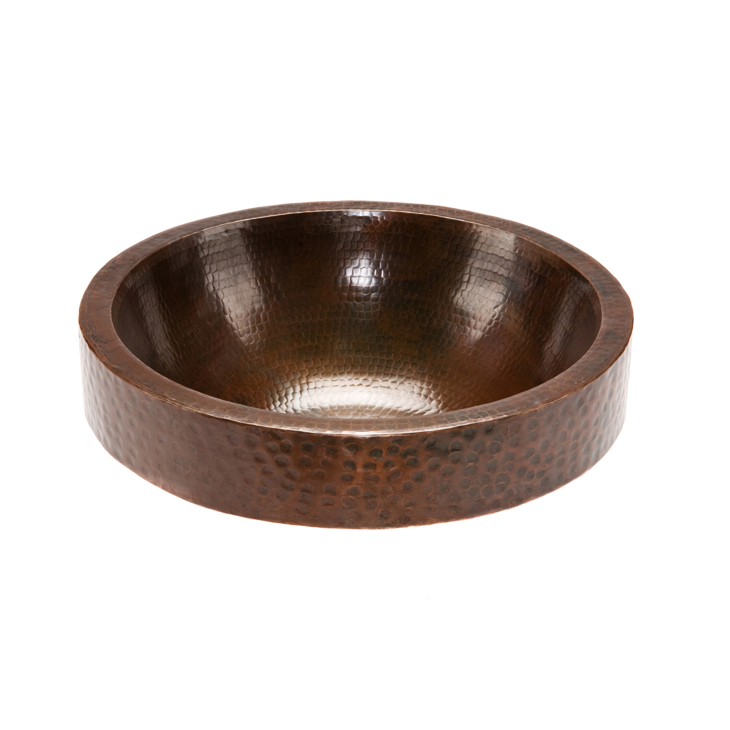 17" Round Skirted Vessel Hammered Copper Sink