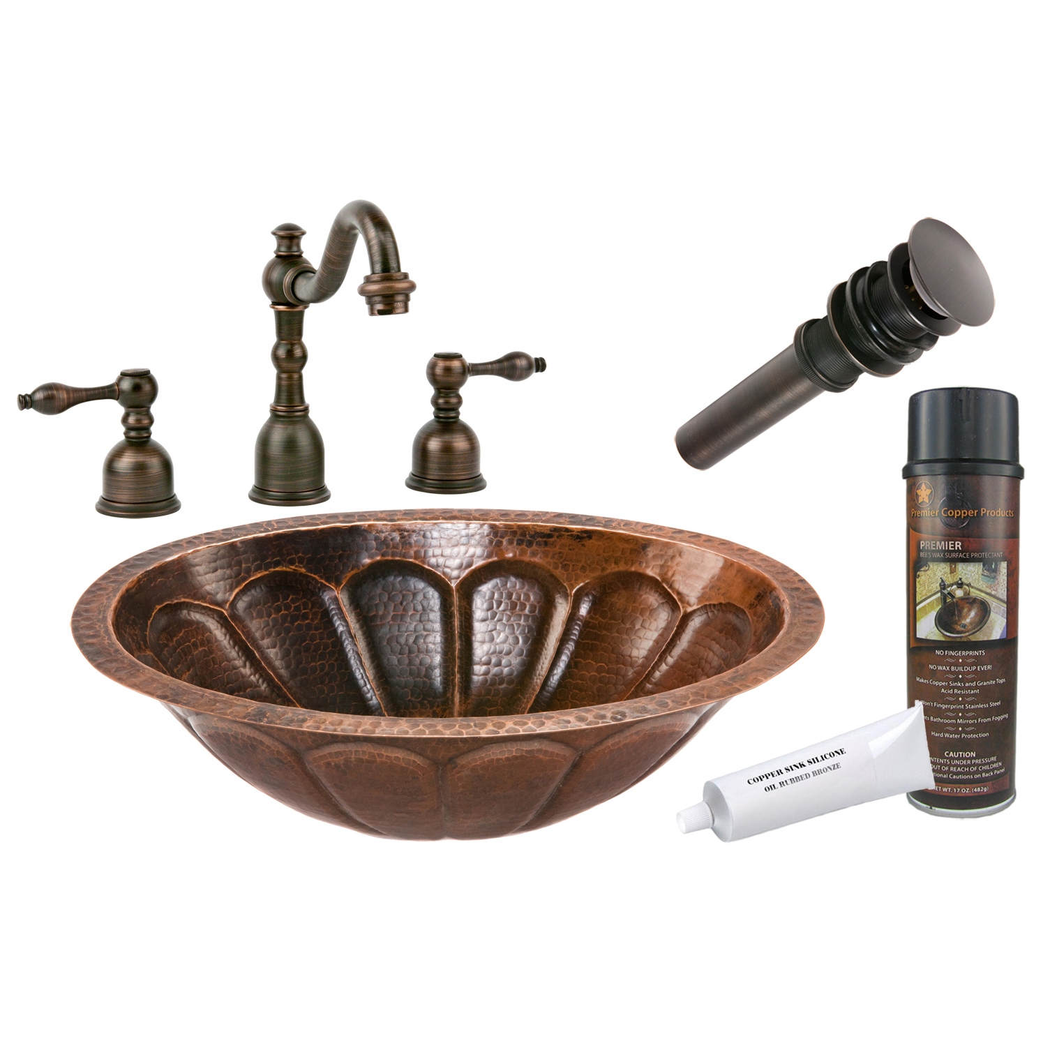 Oval Sunburst Under Counter Hc Sink, Faucet And Accessories Package, Oil Rubbed Bronze