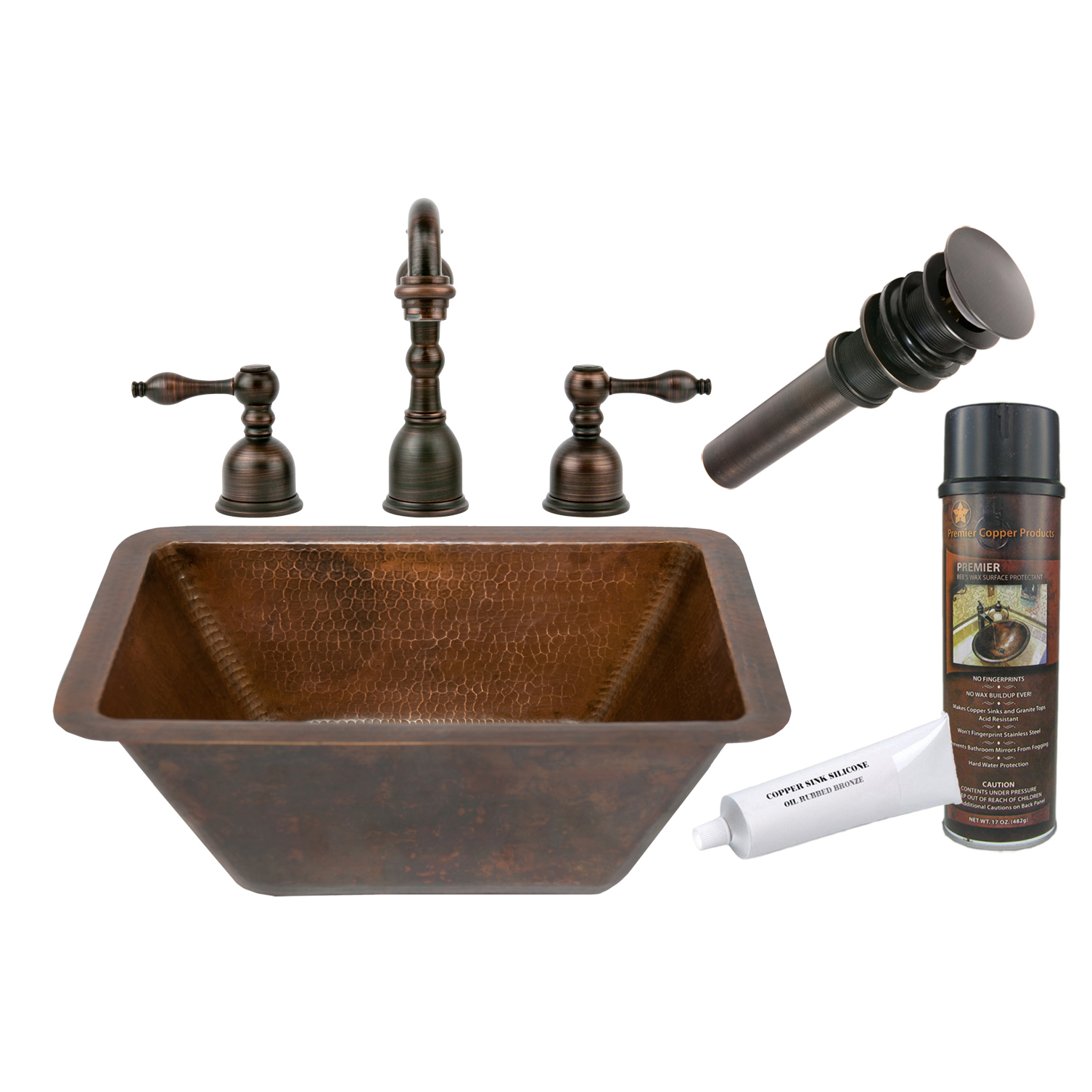 Rectangle Bathroom Sink, Faucet And Accessories Package, Oil Rubbed Bronze