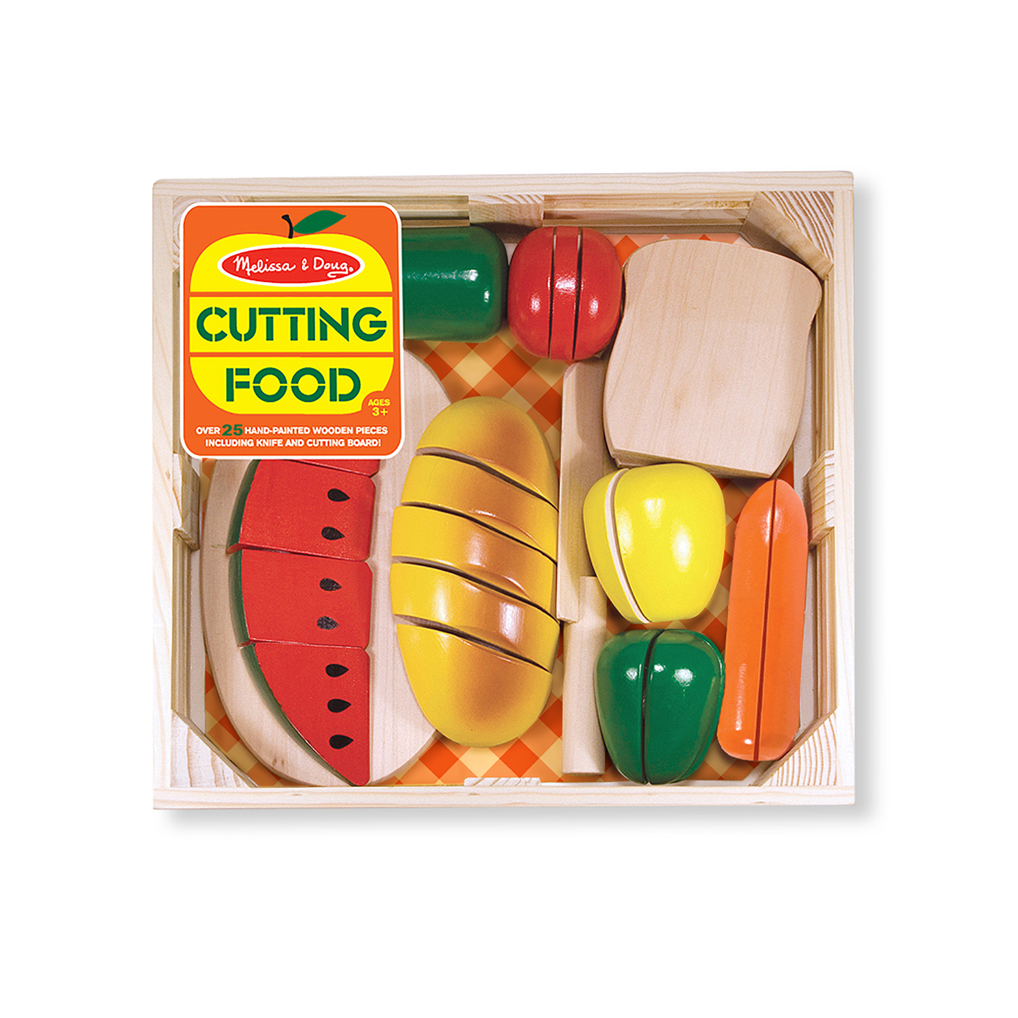 Cutting Food - Play Food Set With 25+ Hand-painted Wooden Pieces, Knife, And Cutting Board