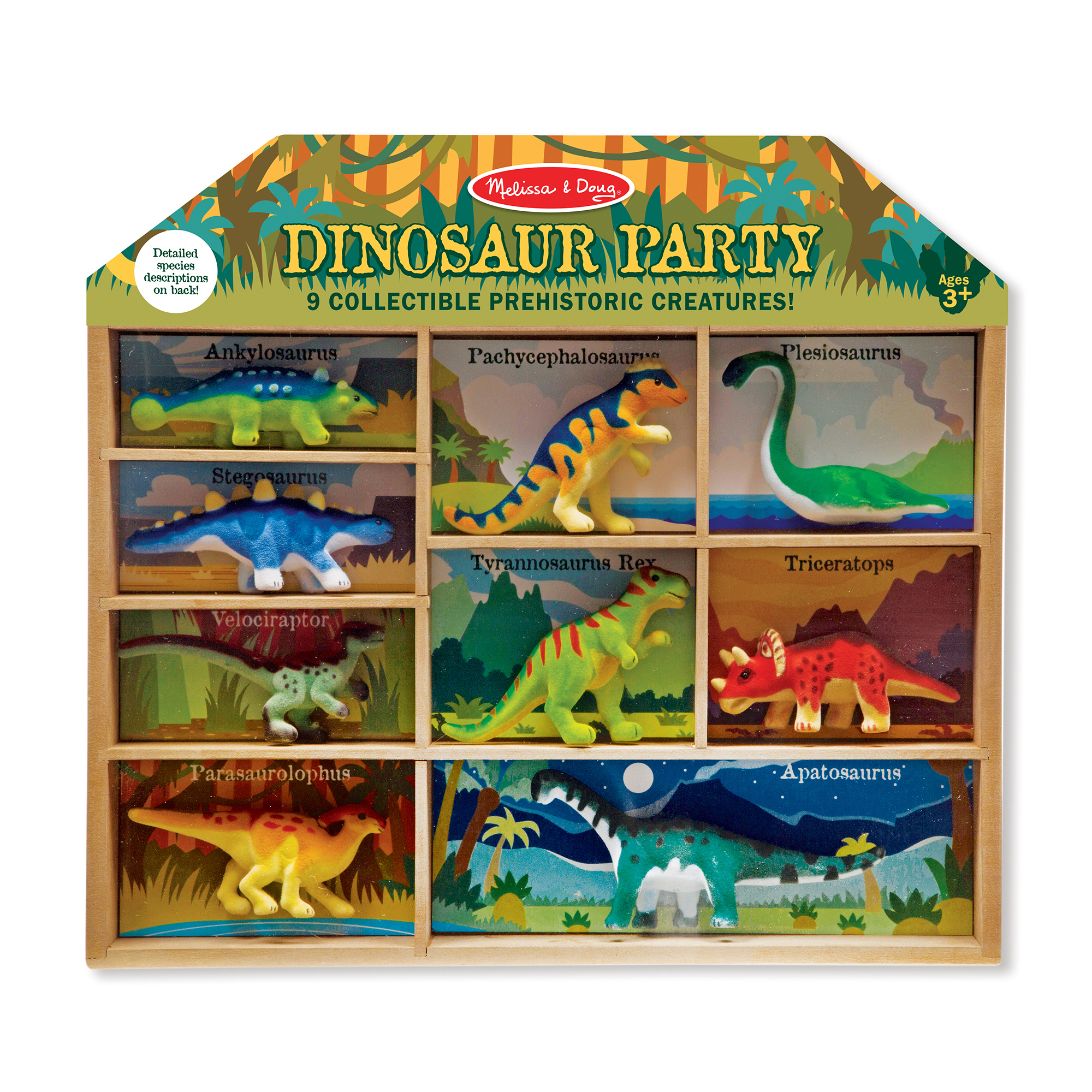 Dinosaur Party Play Set - 9 Collectible Miniature Dinosaurs In A Case