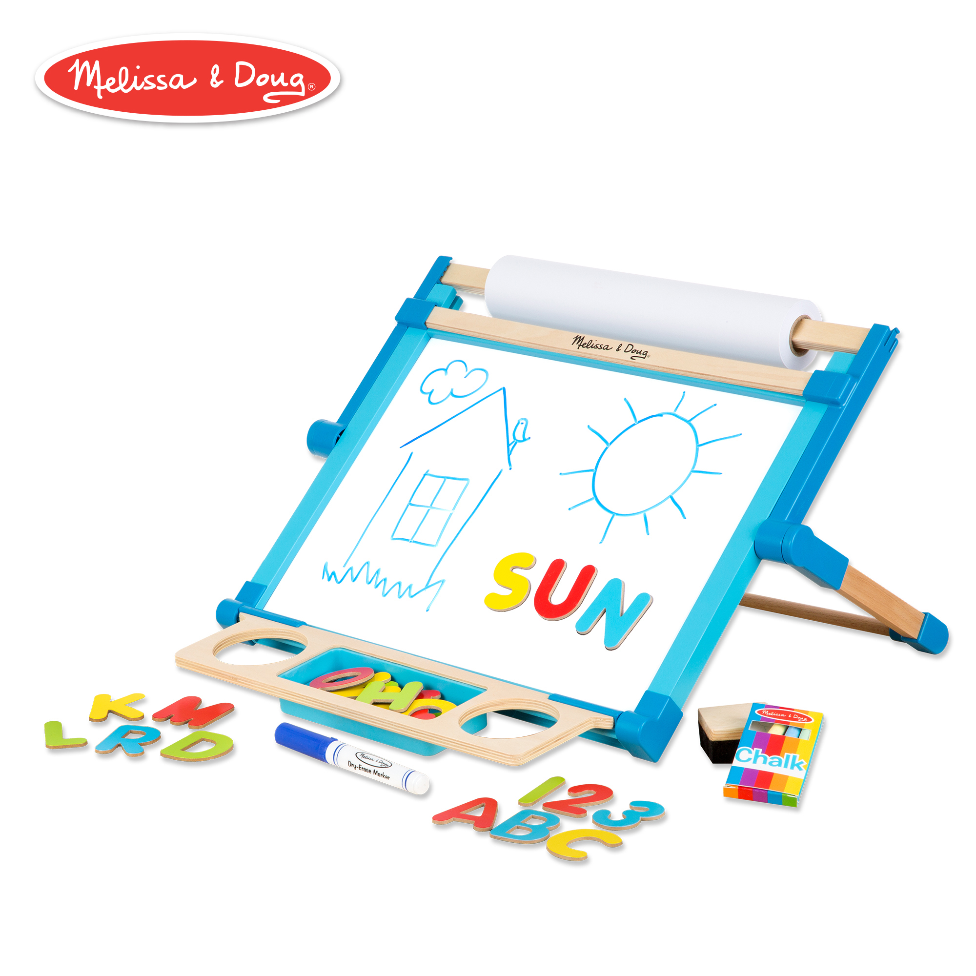 Double-sided Magnetic Tabletop Art Easel - Dry-erase Board And Chalkboard