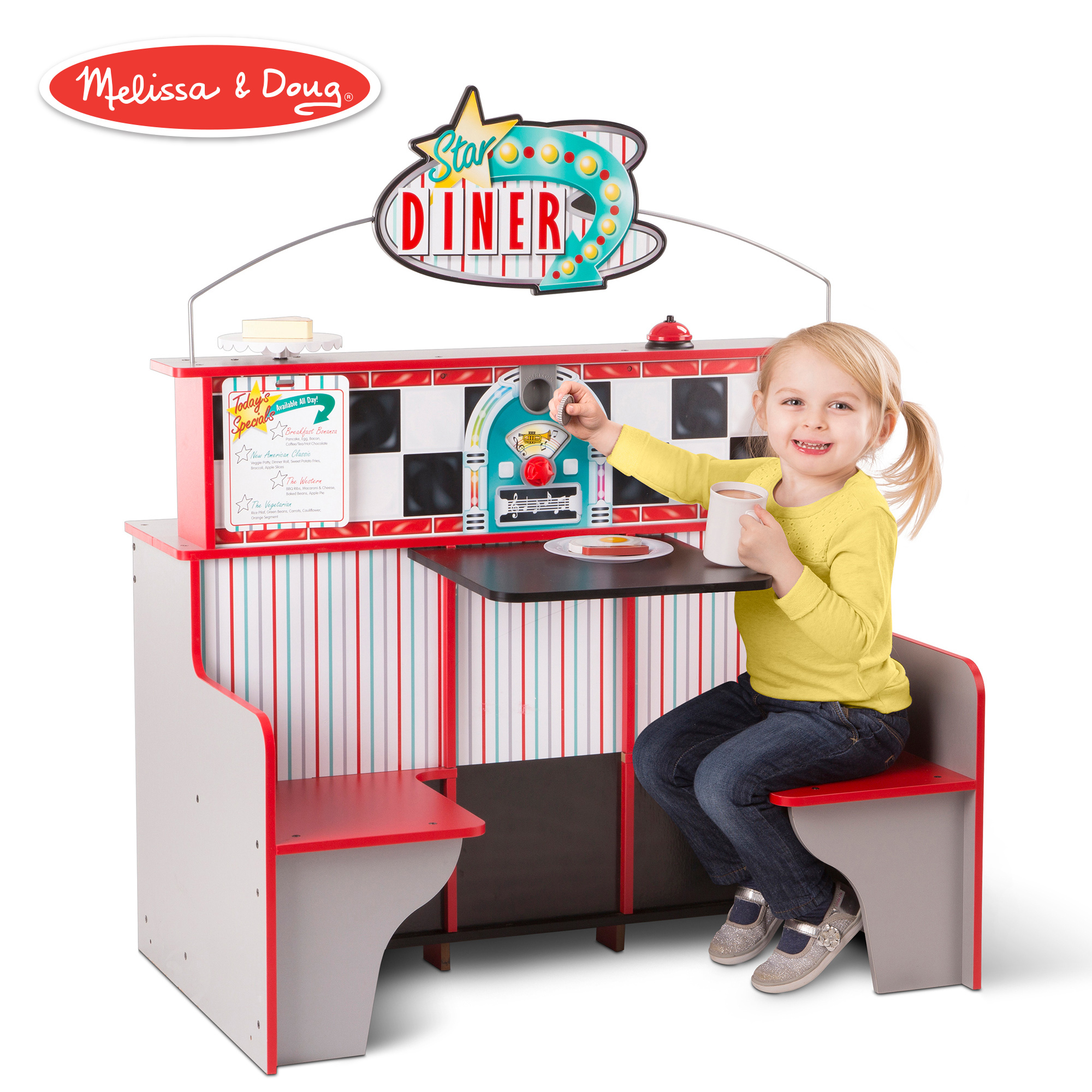 Star Diner Restaurant, Play Set & Kitchen, Wooden Diner Play Set, Two Play Spaces In One