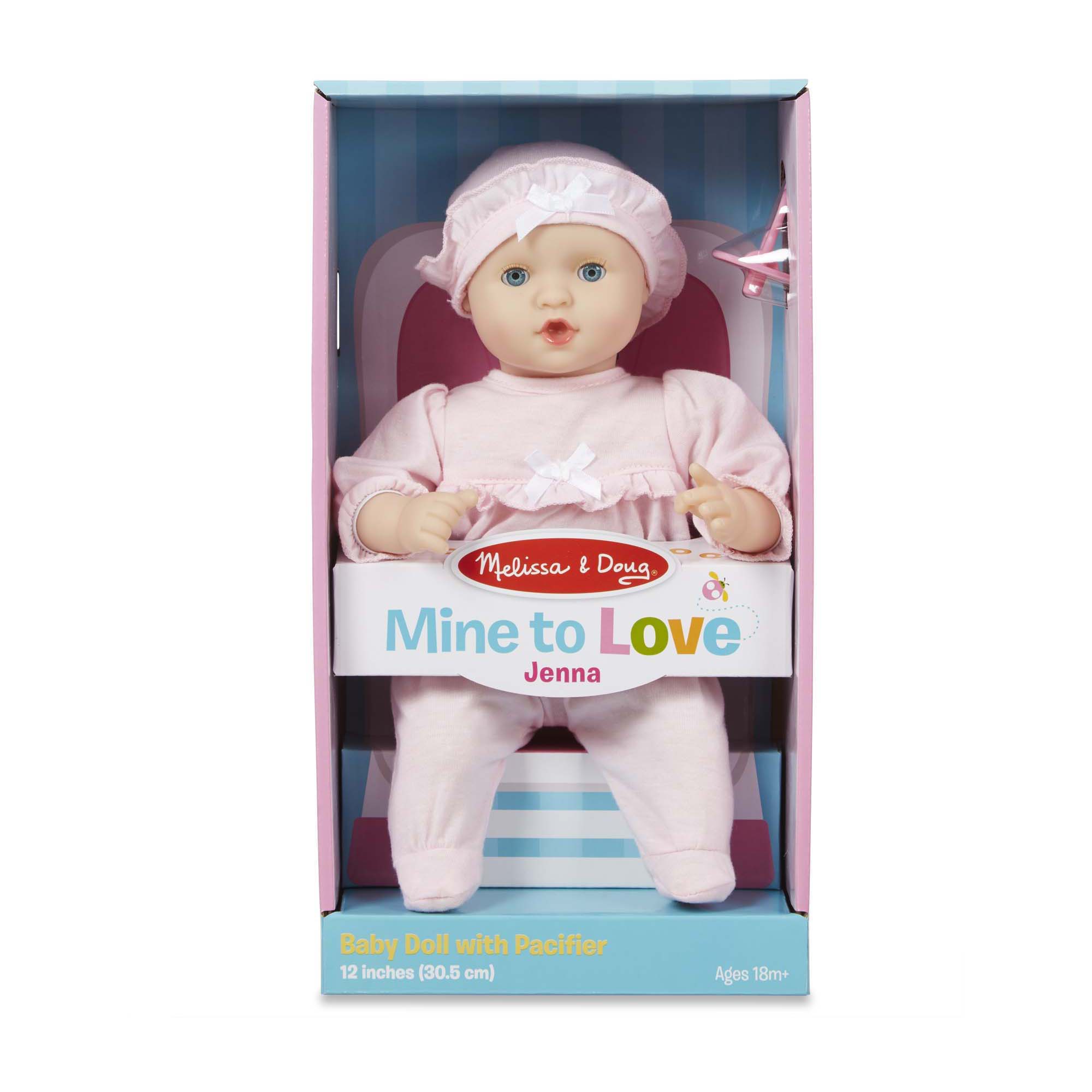Mine To Love Jenna 12-inch Soft Body Baby Doll, Romper And Hat Included, Wipe-clean Arms & Legs