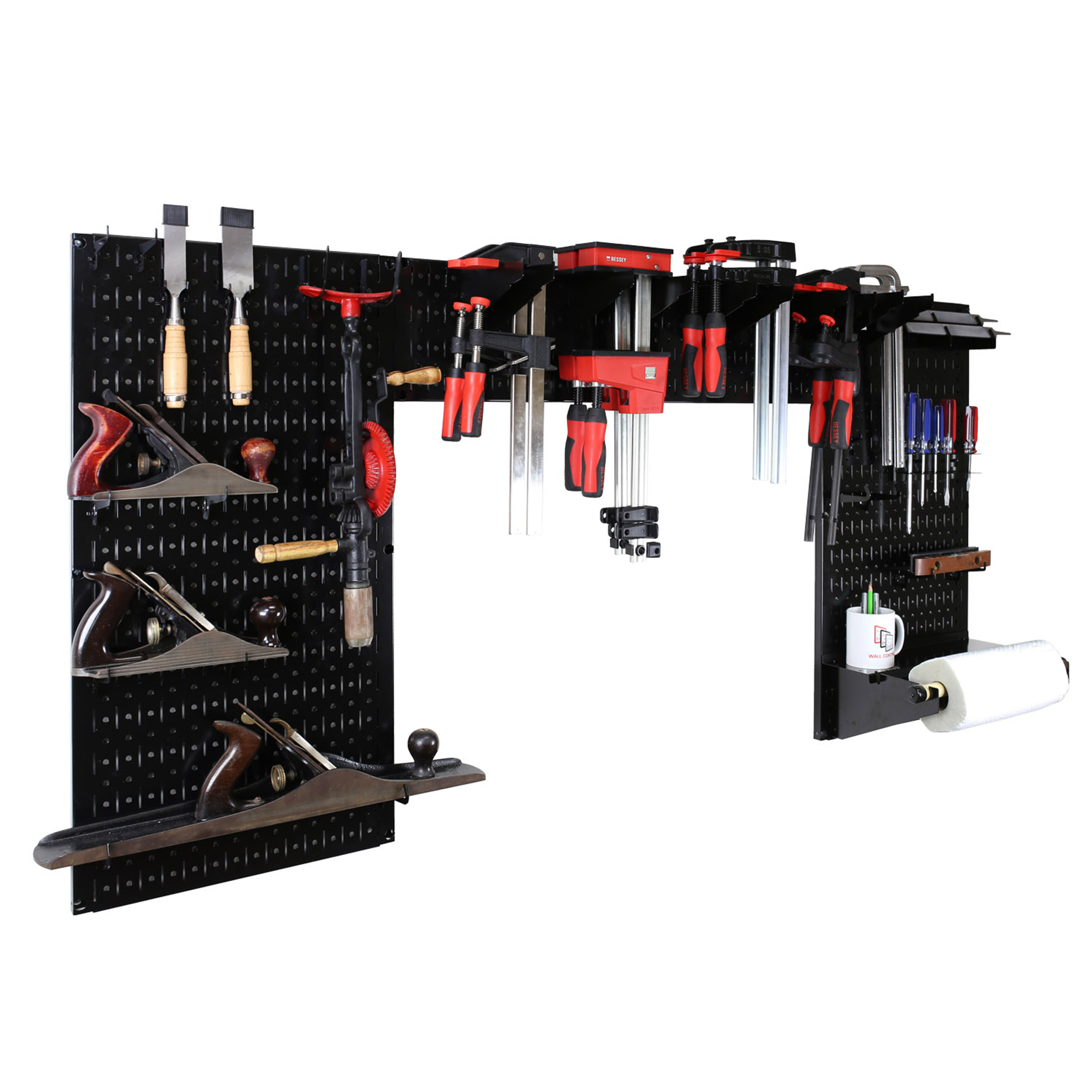 product: Wall Control Storage Systems Lazy Guy DIY Maker Woodworking Tool Storage Organizer Set, Black shown