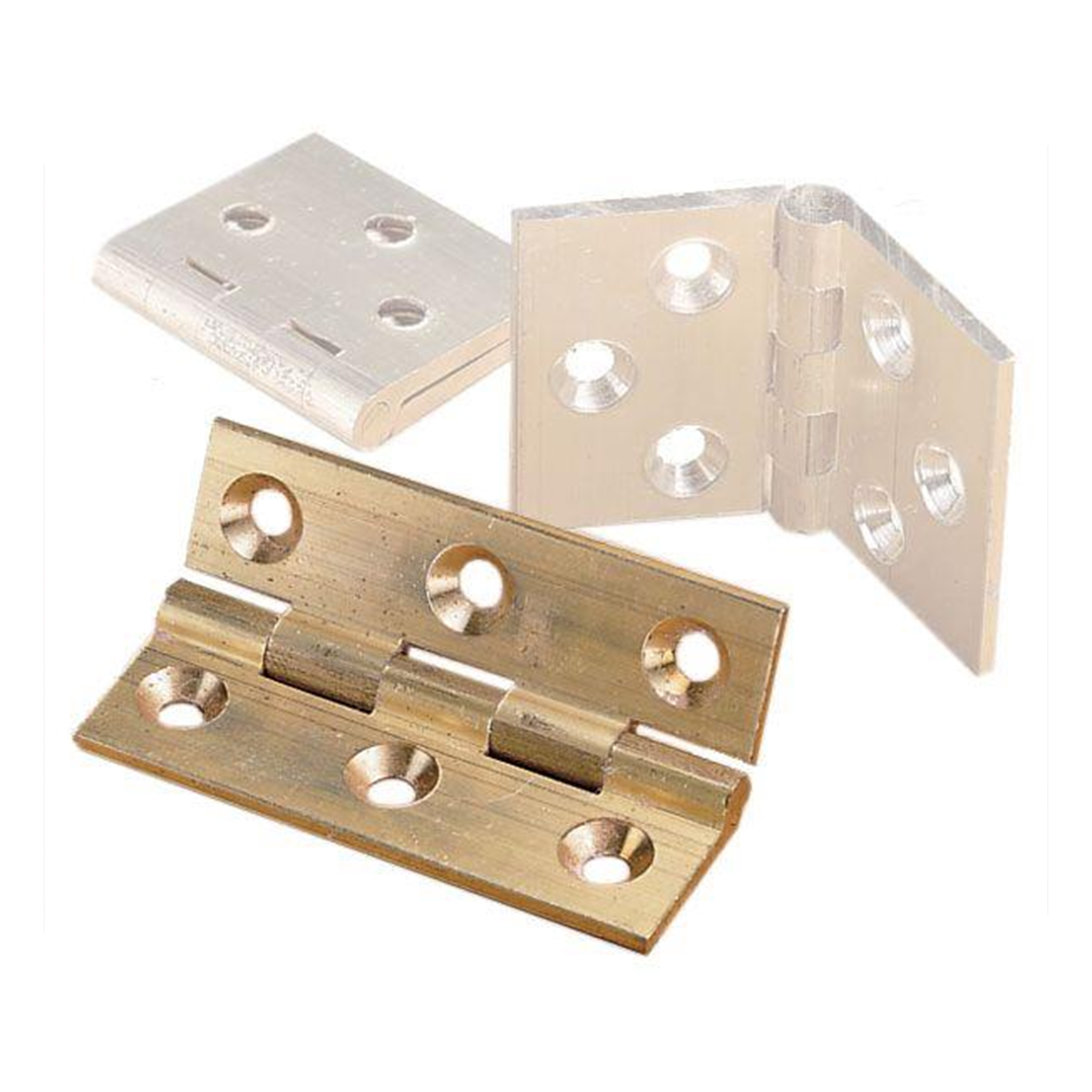 Cabinet Hinge, Polished Brass 2" X 2", Pair