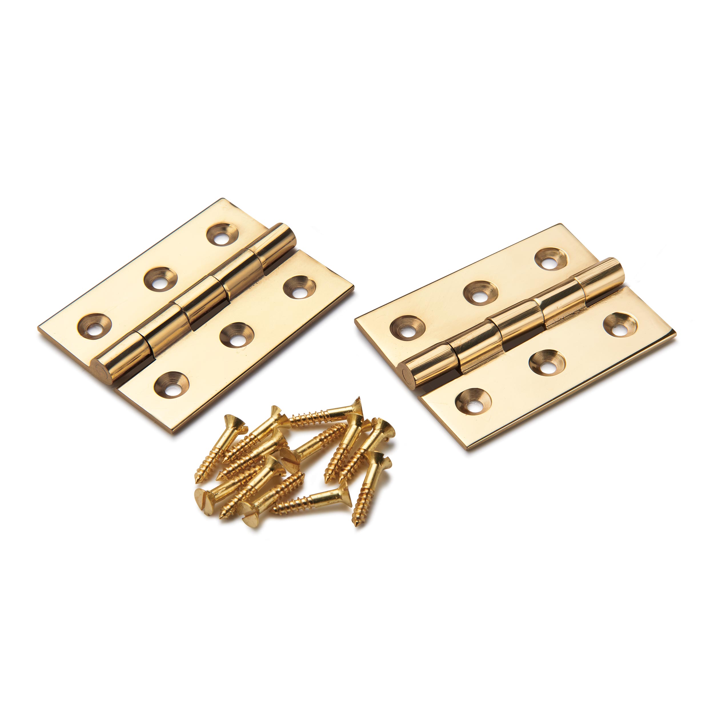 Cabinet Hinge, Polished Brass 2" X 1-1/2", Pair