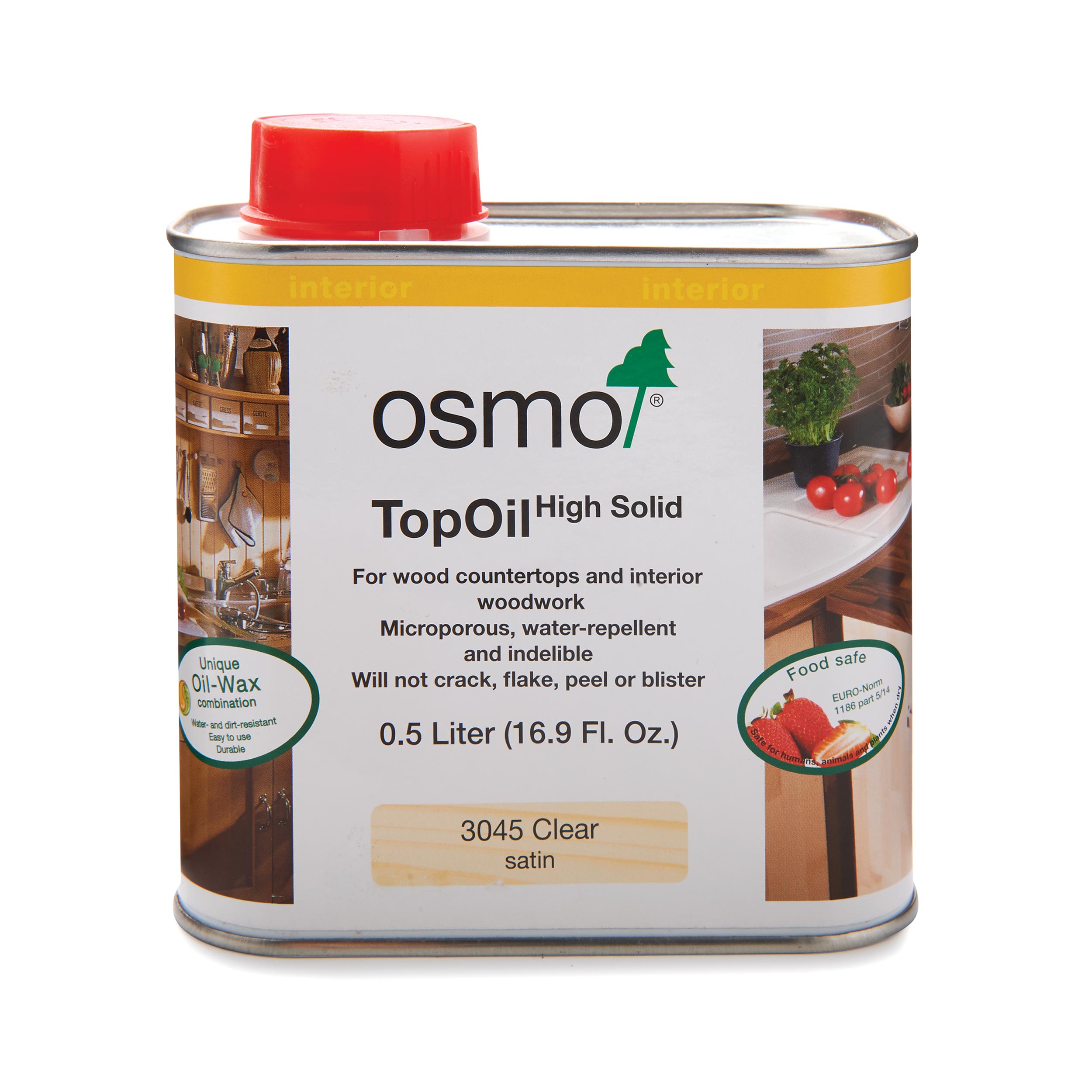 product: osmo Top Oil - 3045 Clear - Satin - Solvent Based - .5 L shown