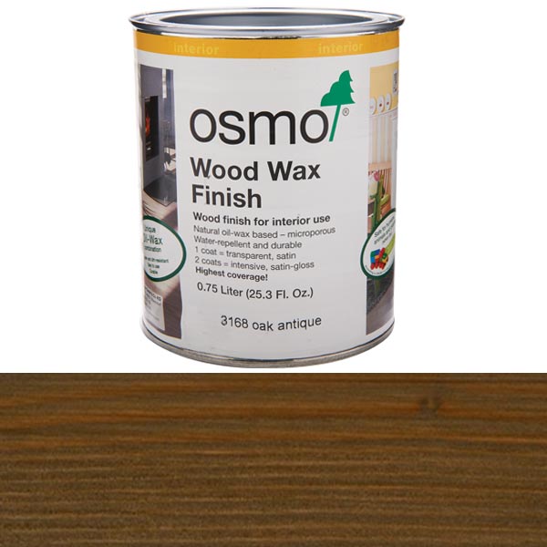 product: osmo Wood Wax Finish - 3168 Oak Antique - Solvent Based - .75 L shown