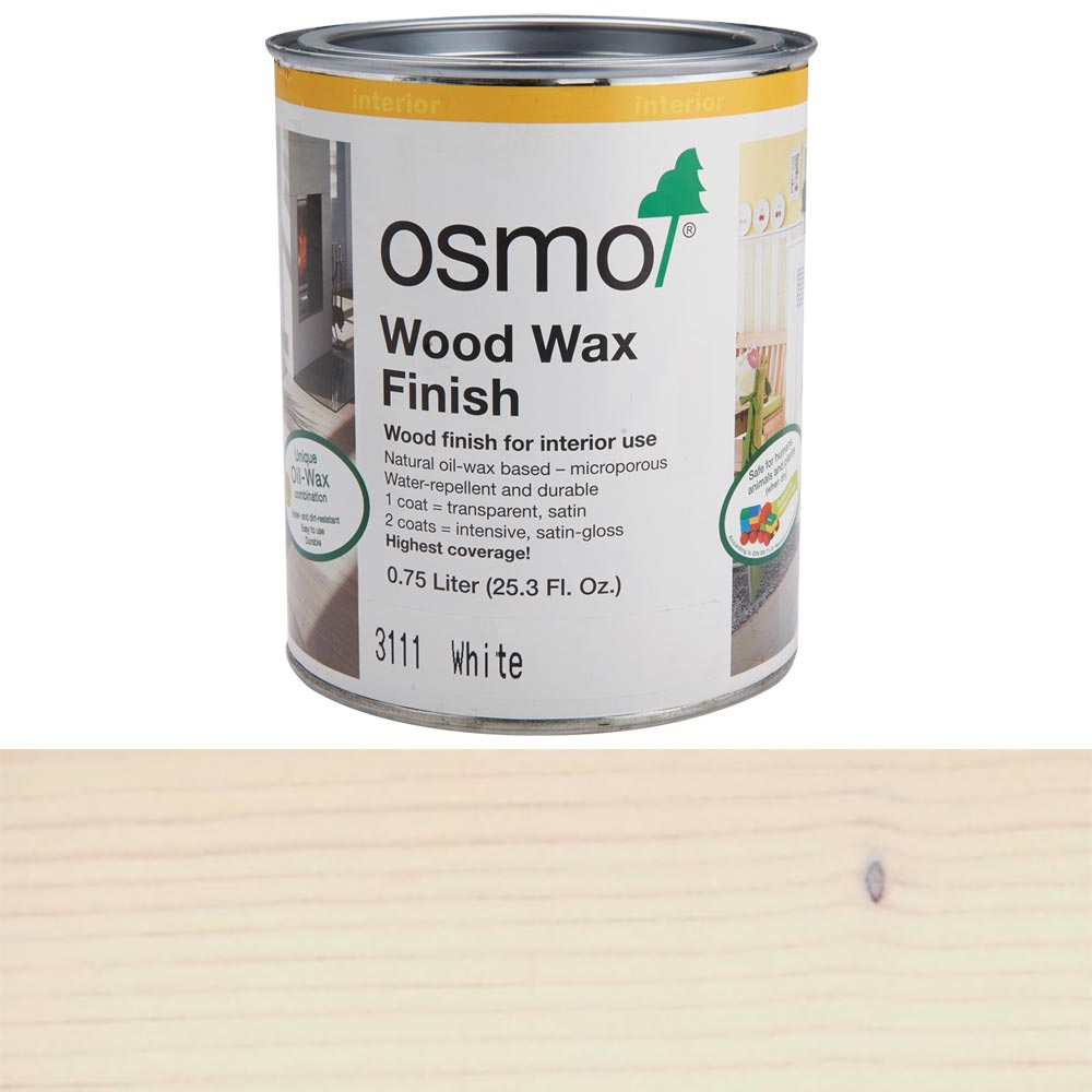 product: osmo Wood Wax Finish - 3111 White - Solvent Based - .75 L shown