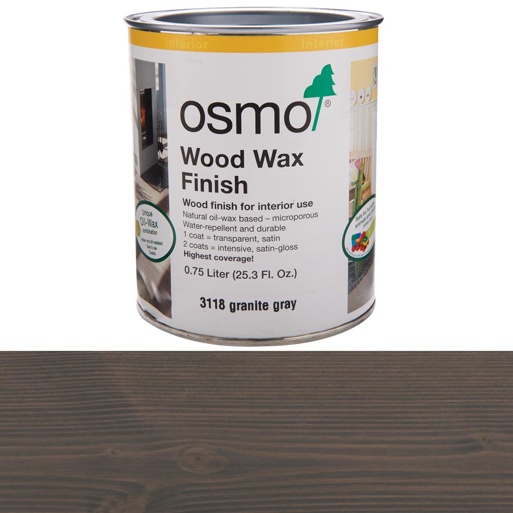 product: osmo Wood Wax Finish - 3118 Grey Granite - Solvent Based - .75 L shown