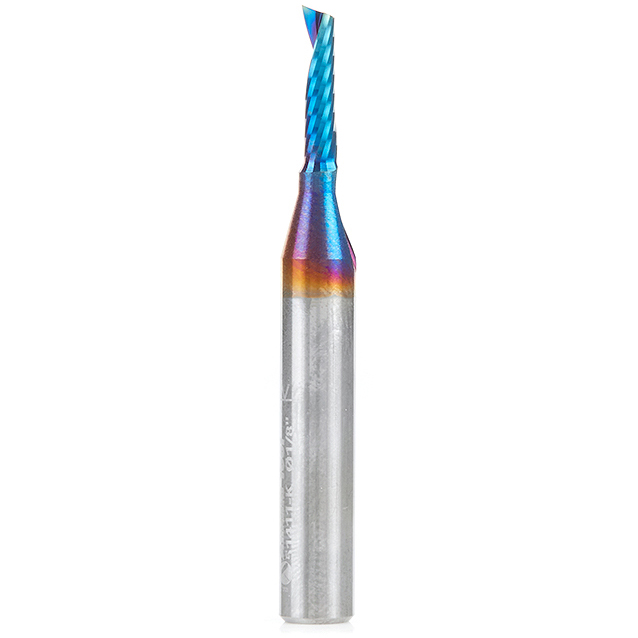 product: Amana Tool 51411-K Spiral O Single Flute Plastic Cutting Up-Cut Mirror Finish CNC Router Bit 1/8