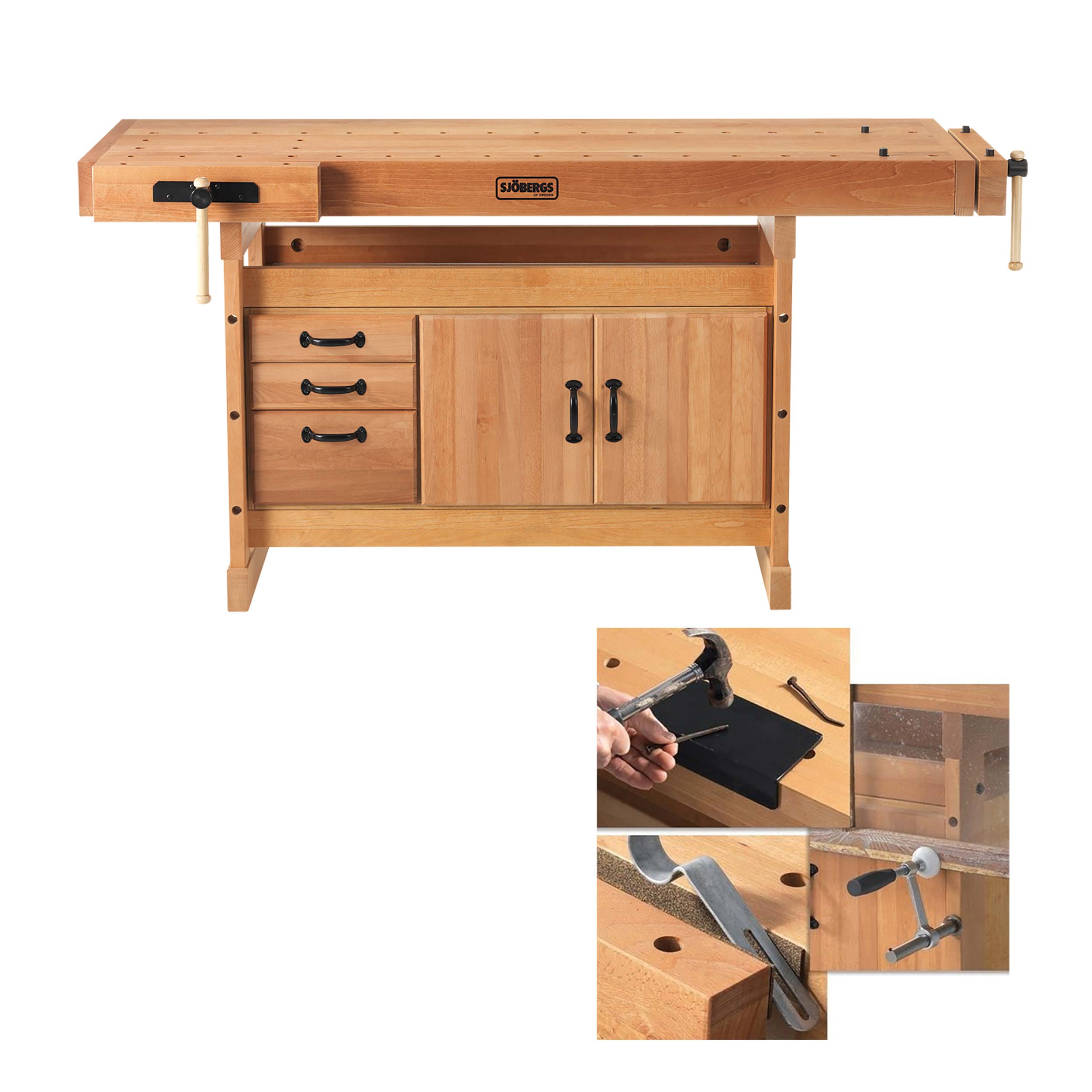 product: Sjöbergs Scandi Plus 1825 Workbench with SM03 Storage Cabinet and Accessory Kit shown