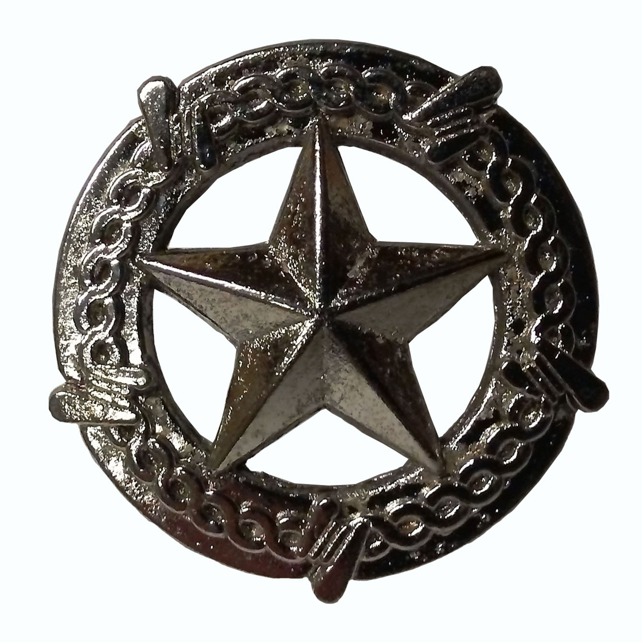 product: Buck Snort Lodge Star with Barbed Wire Knob, Satin Nickel shown