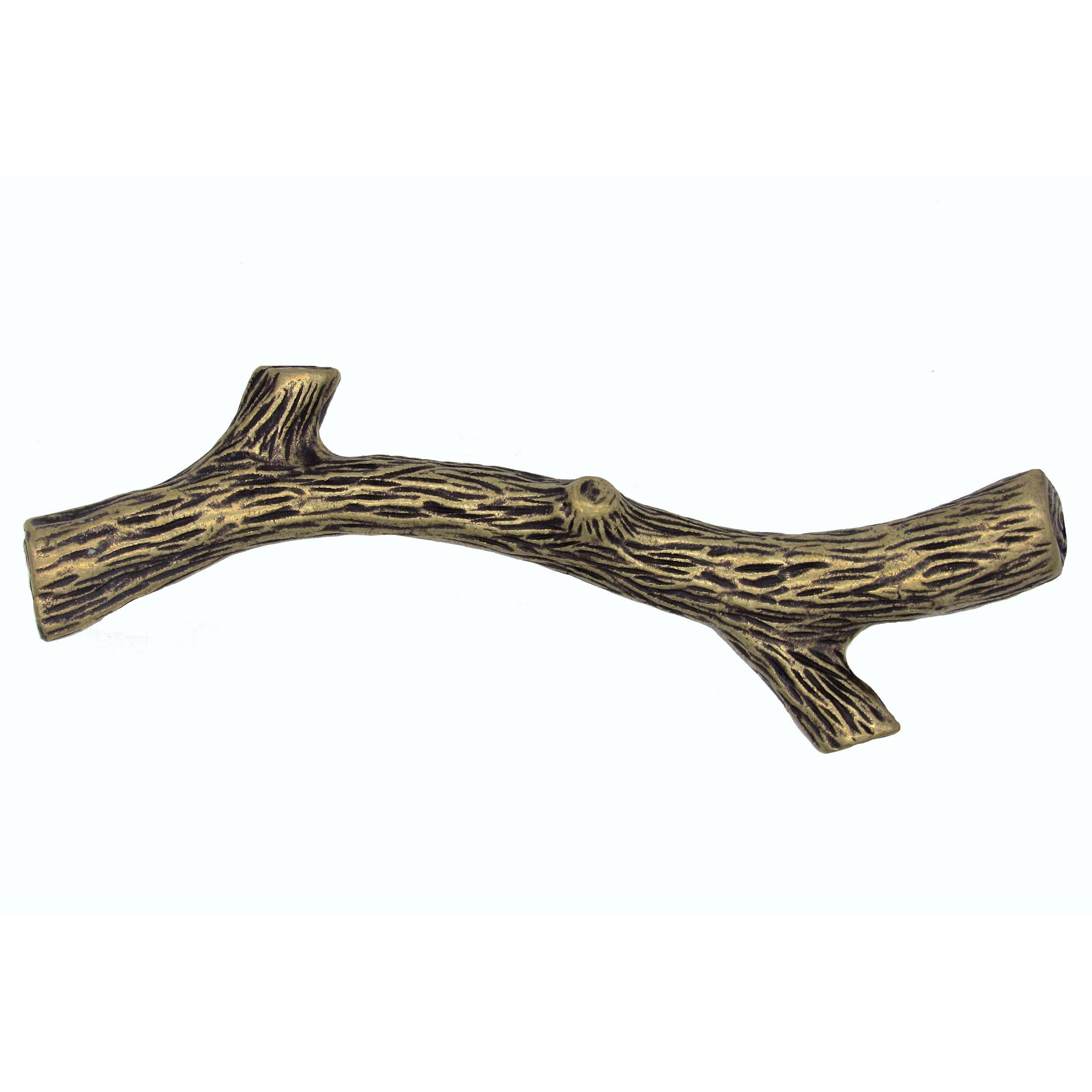 product: Buck Snort Lodge Small Twig Pull, Brass Oxide shown